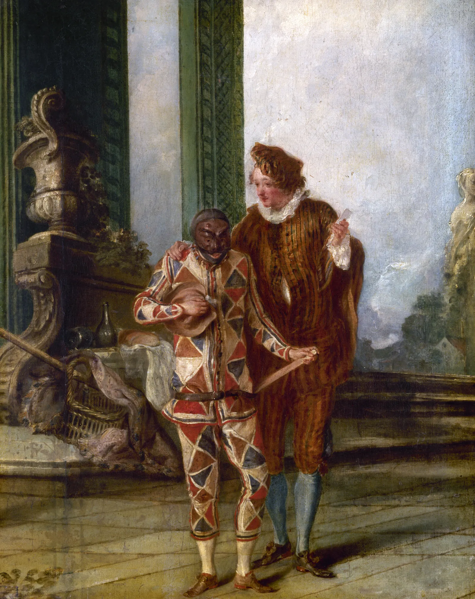Scène de la Comédie Italienne: Arlequin et Ricoboni
