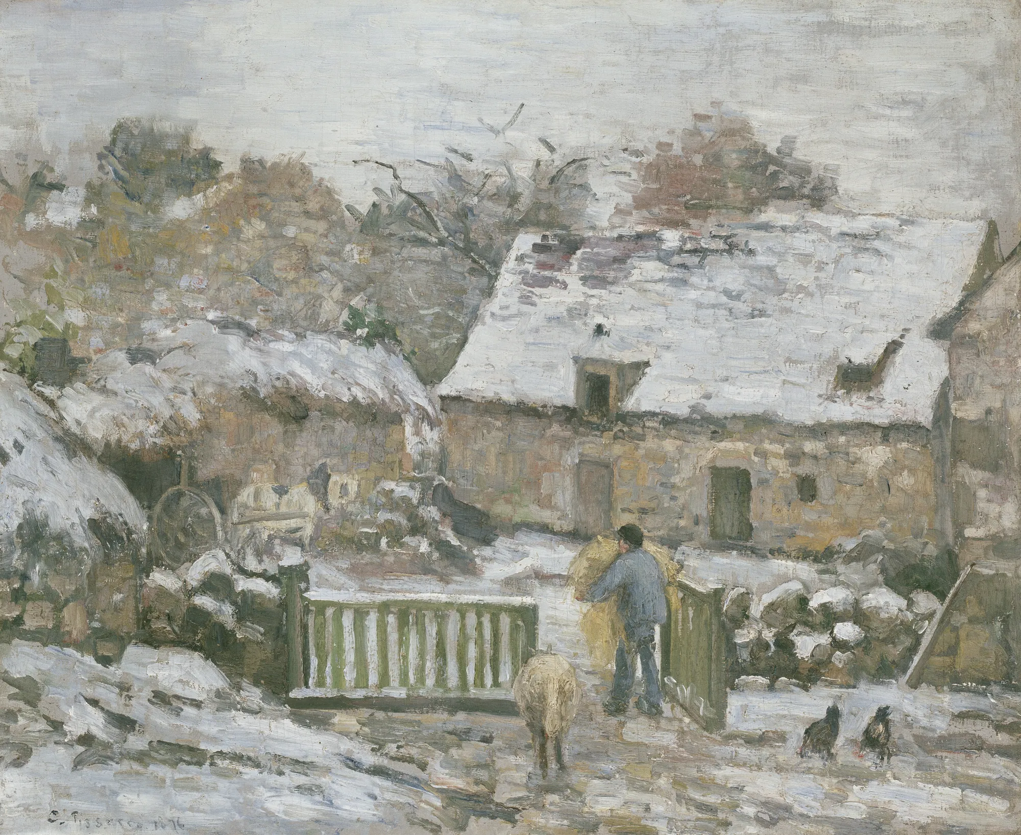 Farm at Montfoucault in Snow