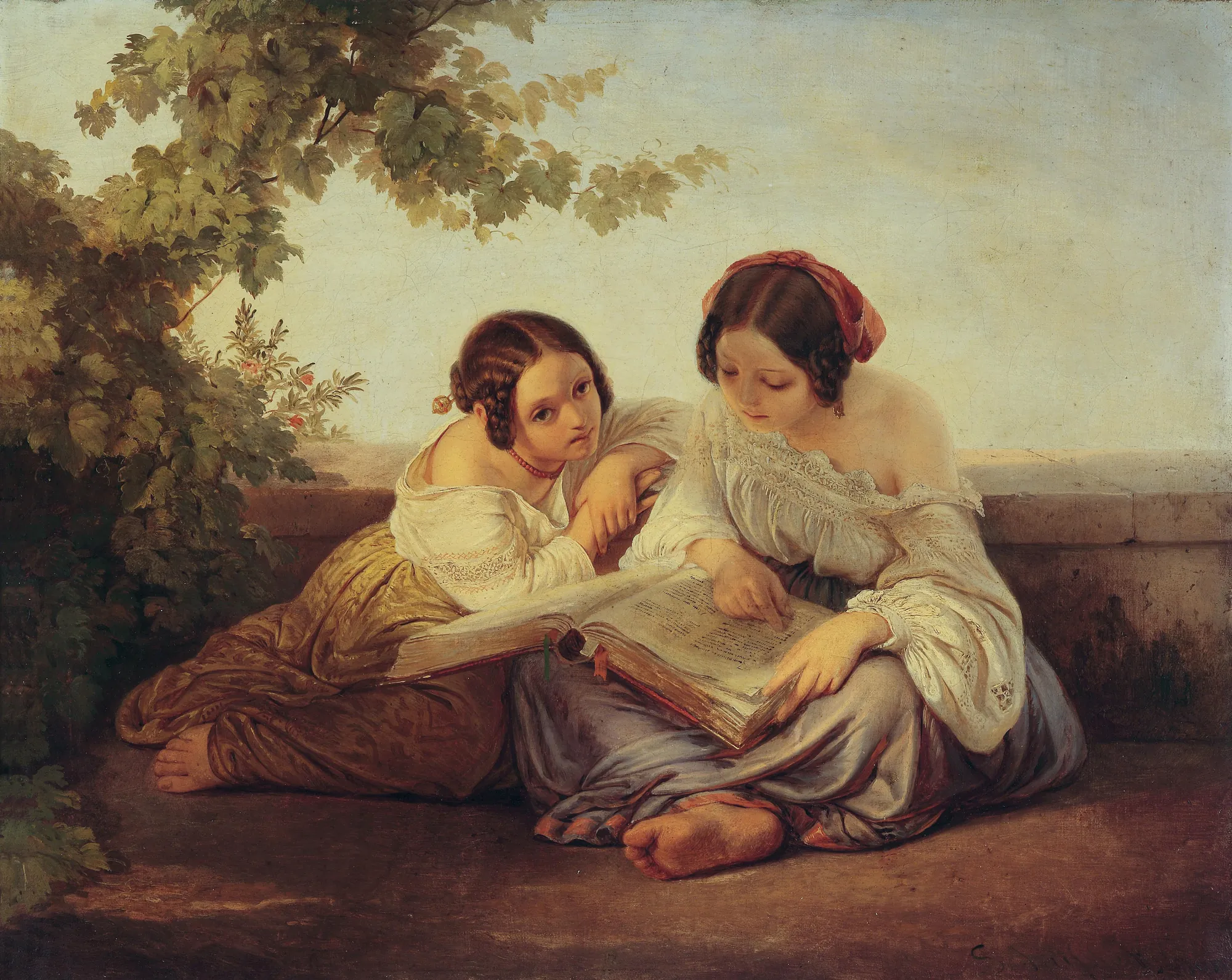Two Girls Reading