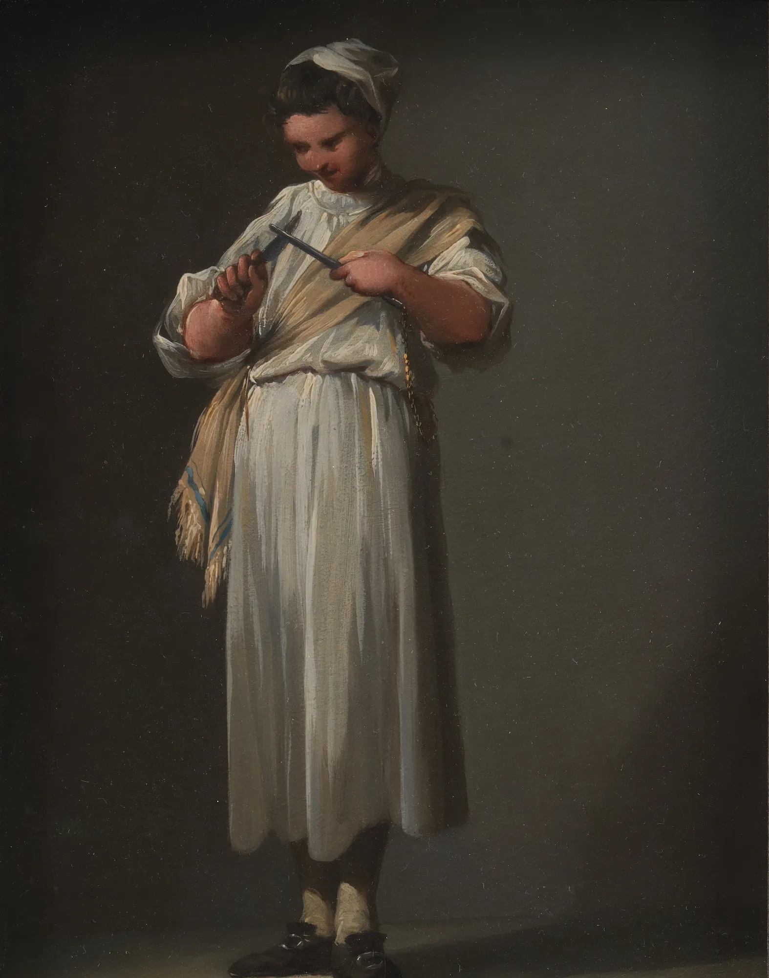 A Roman Cook's Boy Sharpening a Knife