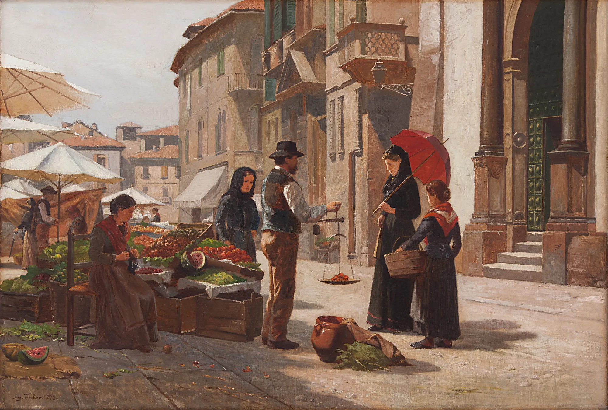 Market on Scala Street in Verona