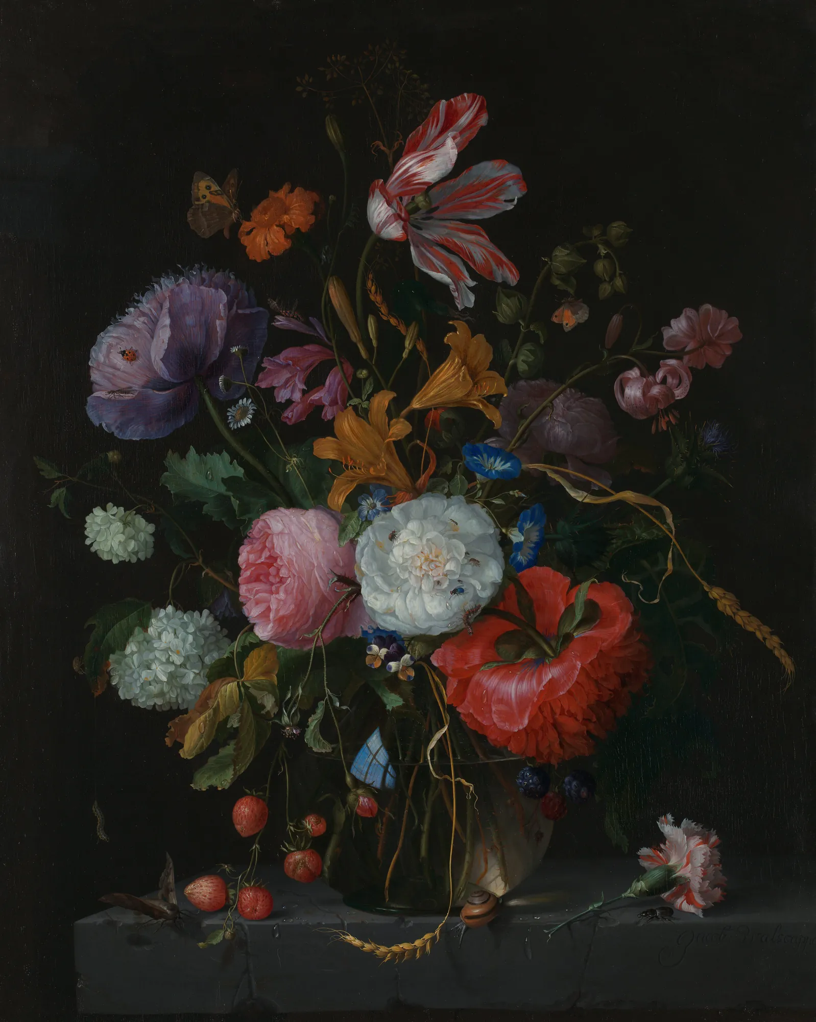 Flowers in a Glass Vase