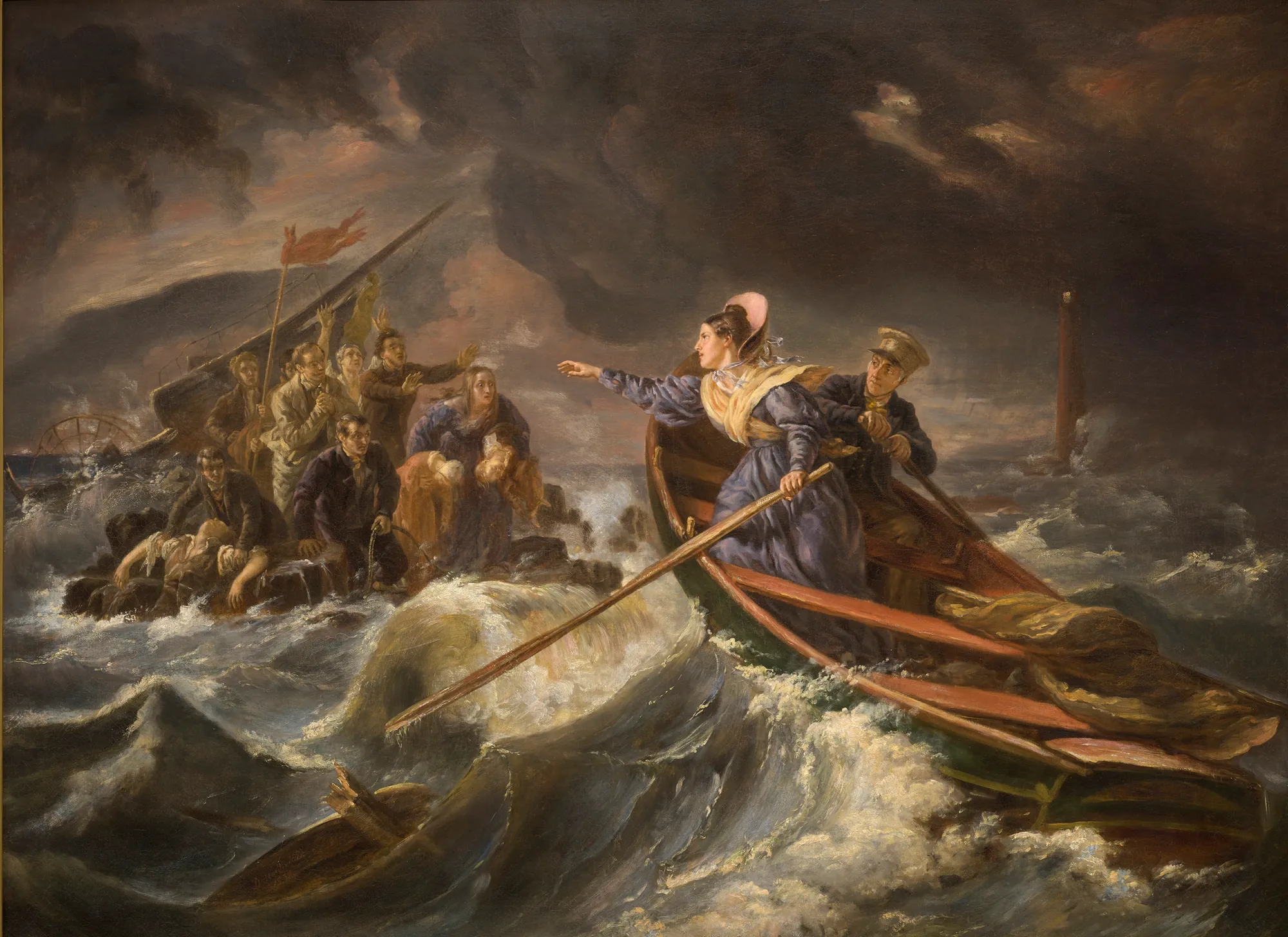 Grace Darling and Her Father Rescuing Survivors