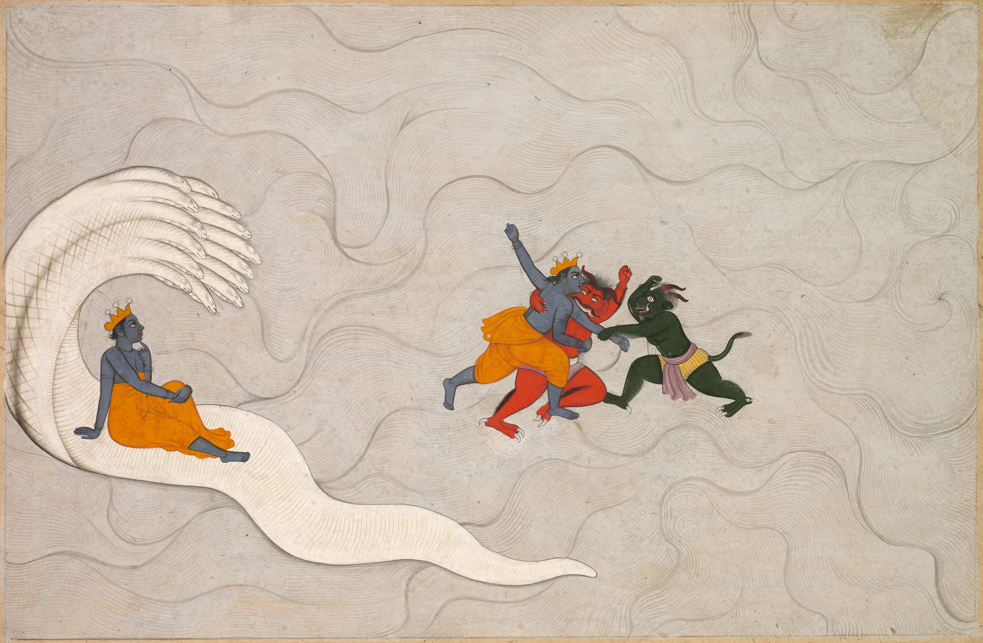 Vishnu Battles Madhu and Kaitabha