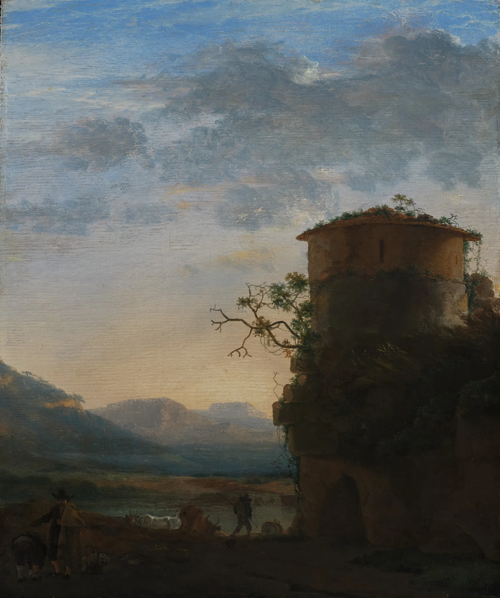 Peasants and Cattle beside a Tower