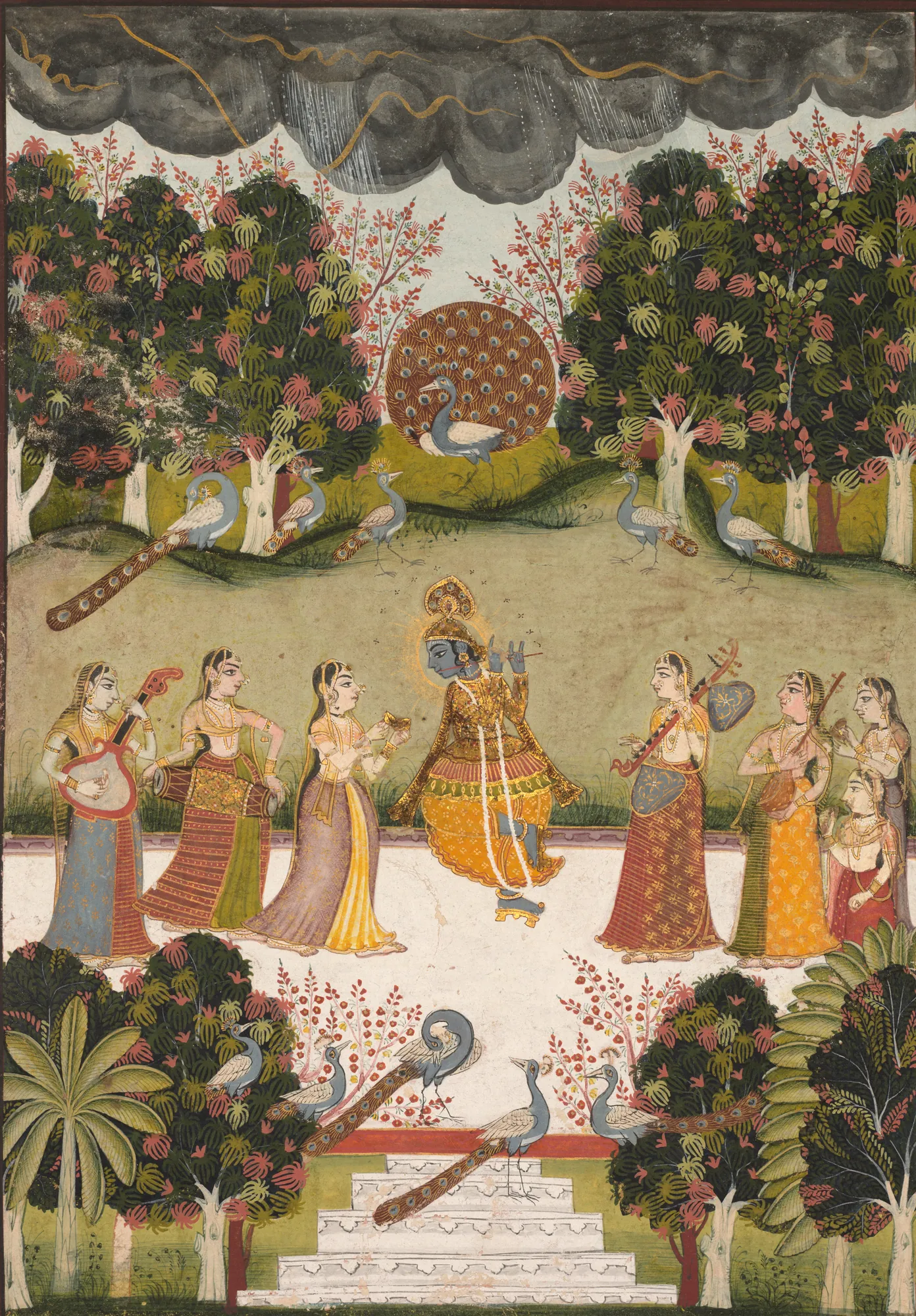 Malar Ragini: Krishna Playing the Flute to Seven Gopis