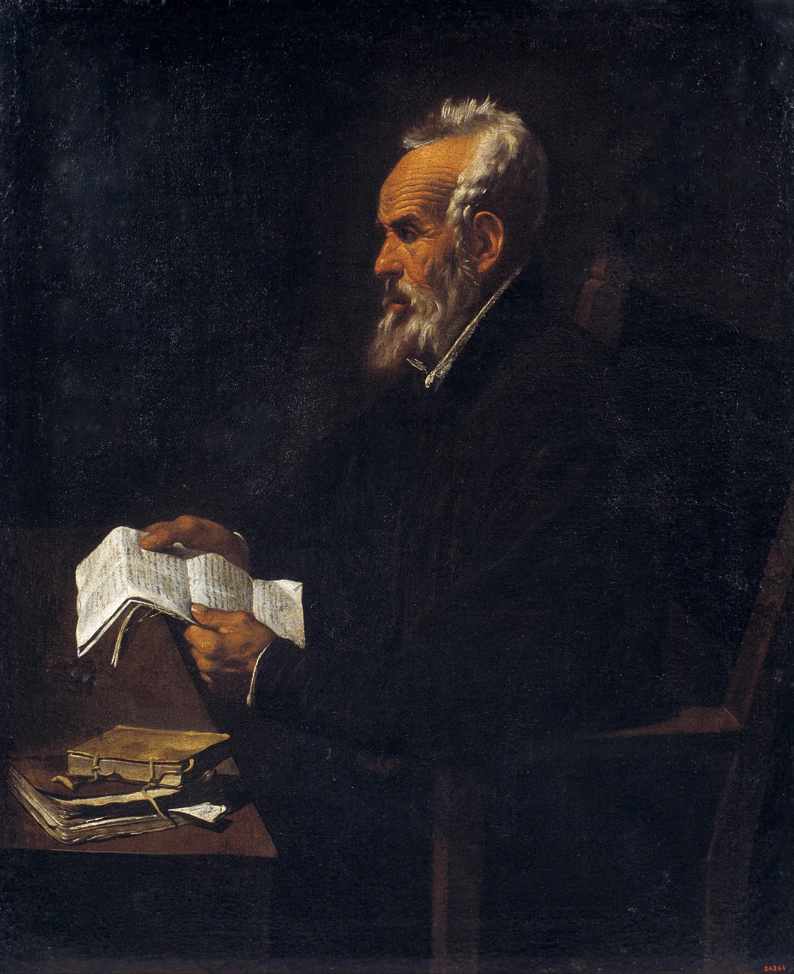 Ramon Llull Ramon Llull by Francesc Ribalta. A profile portrait of a grey-bearded elderly man in dark robes sitting in a chair and reading a manuscript by candlelight against a dark background.