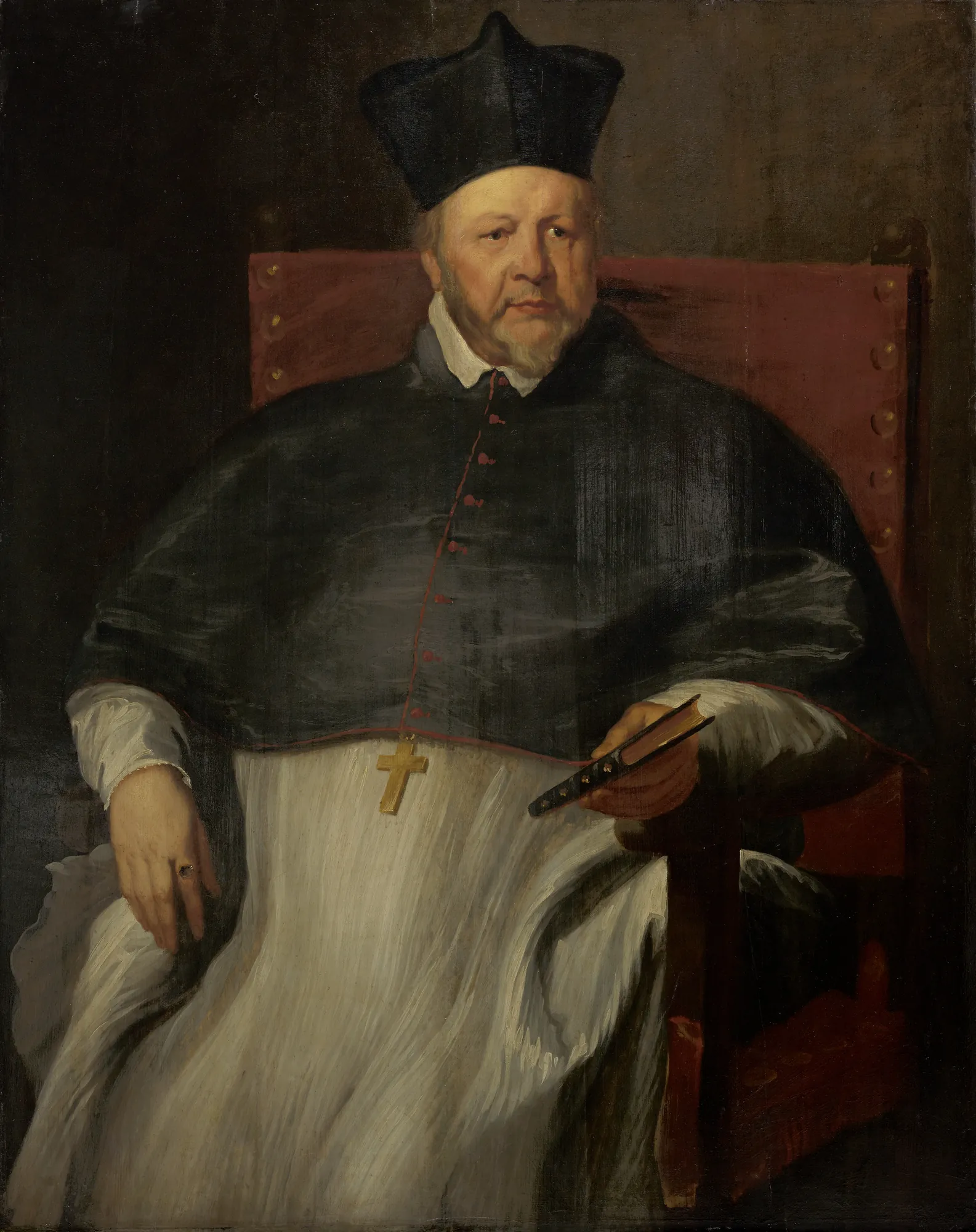 Joannes Malderus, Bishop of Antwerp Joannes Malderus, Bishop of Antwerp by Anthony van Dyck. A formal seated portrait of a bishop in dark clerical robes and a white rochet, holding a small book against a dark background.