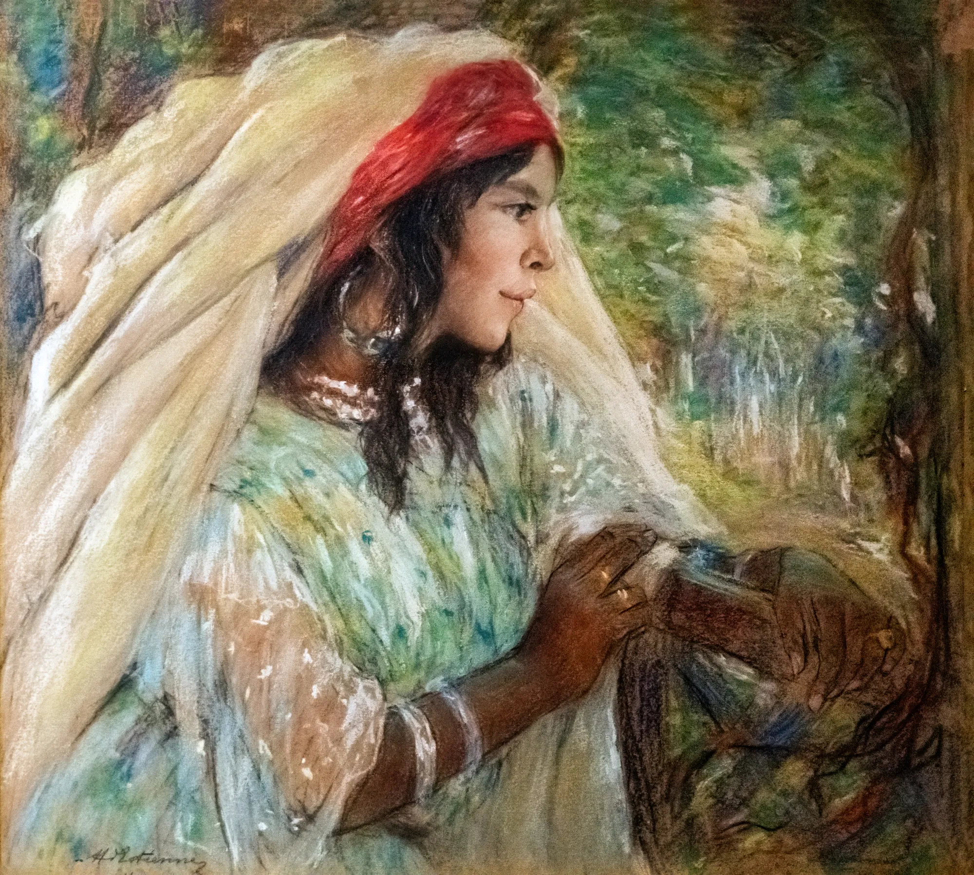 Rêverie (Young Algerian Woman Leaning on a Barrier)