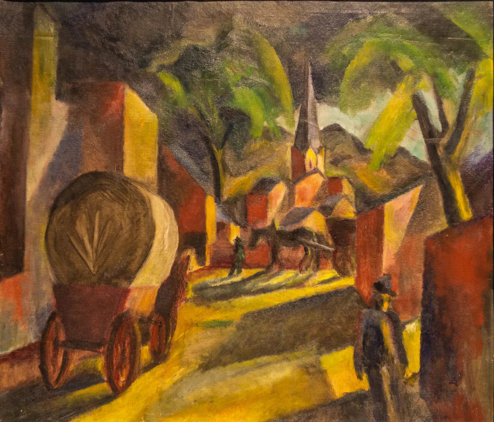 Village Street with Covered Wagon