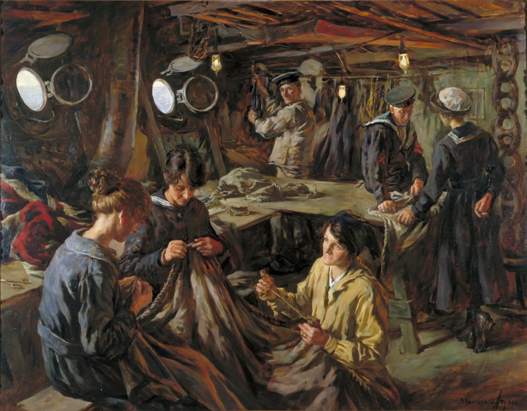 Sail-making on Board HMS Essex
