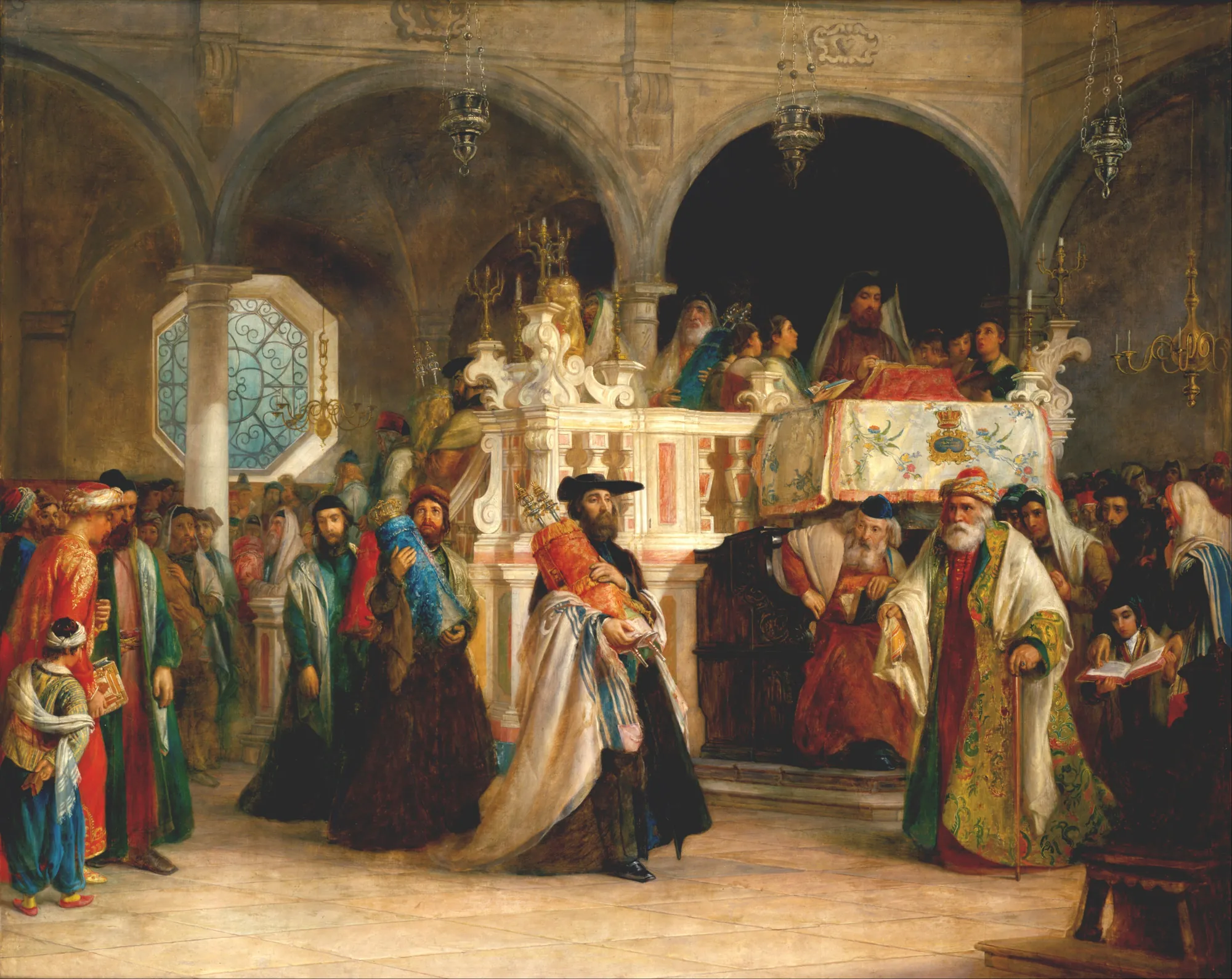 The Feast of the Rejoicing of the Law at the Synagogue in Leghorn, Italy