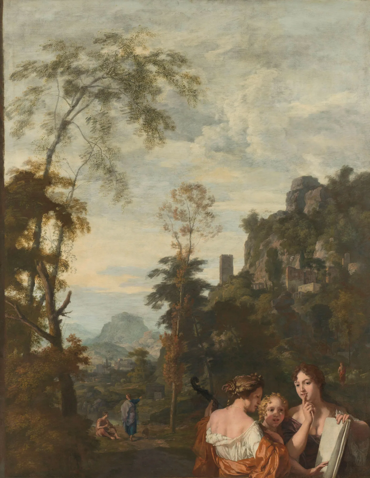 Italian Landscape with Three Women Making Music
