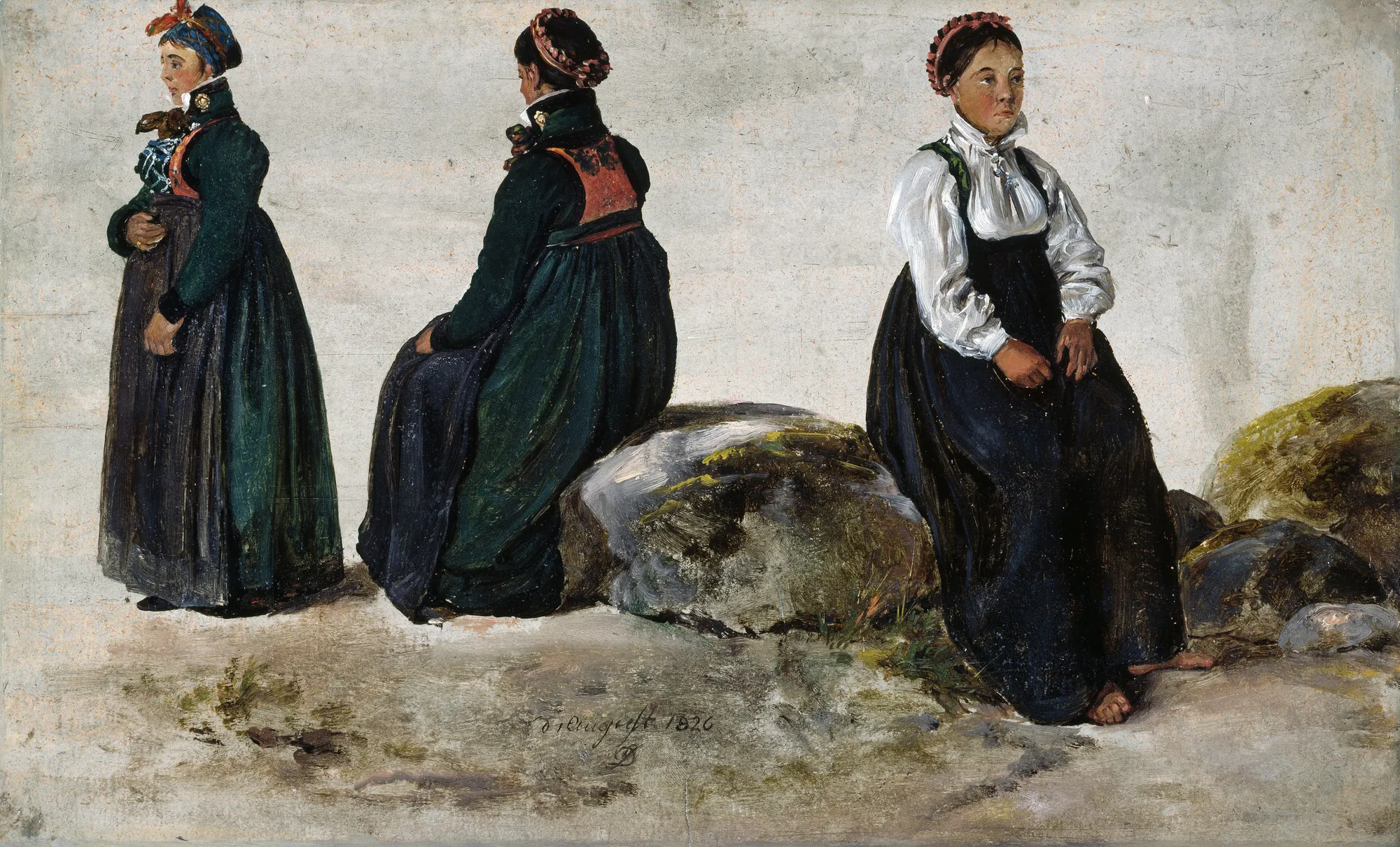 Studies of Female Costumes from Luster in Sogn