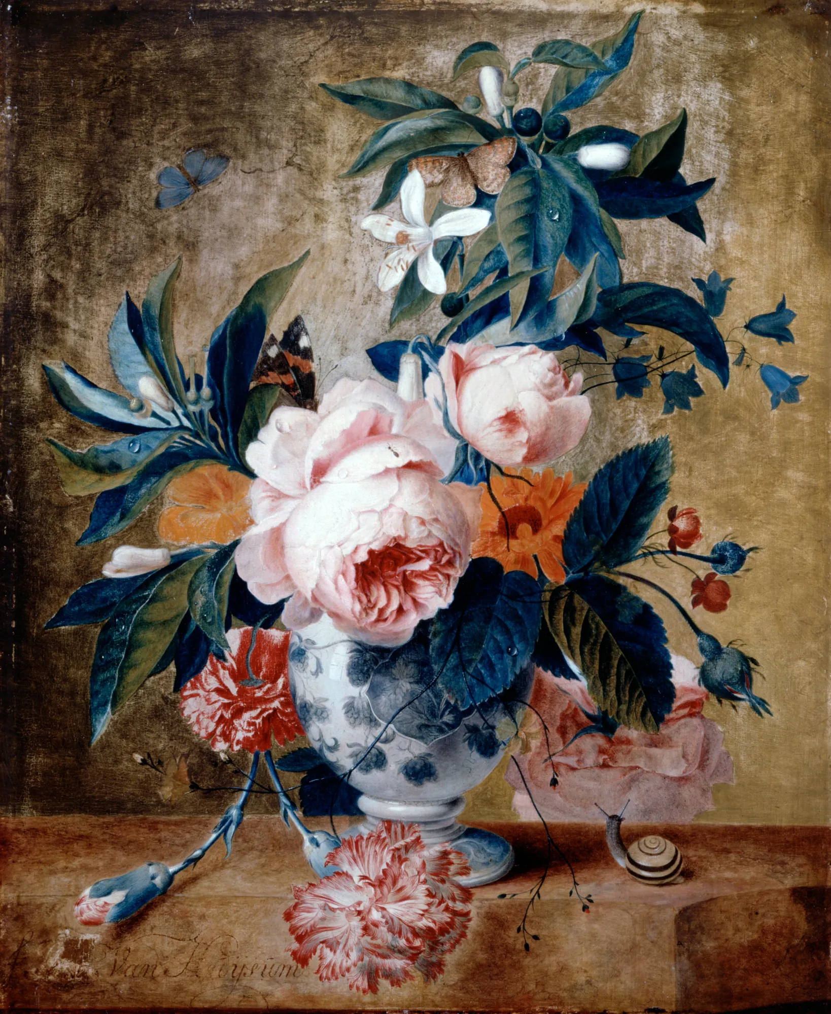 A Delft Vase with Flowers