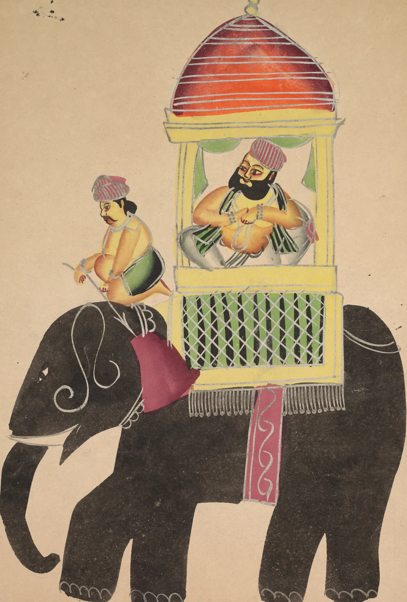 Mahant of Tarakeshwar Riding an Elephant