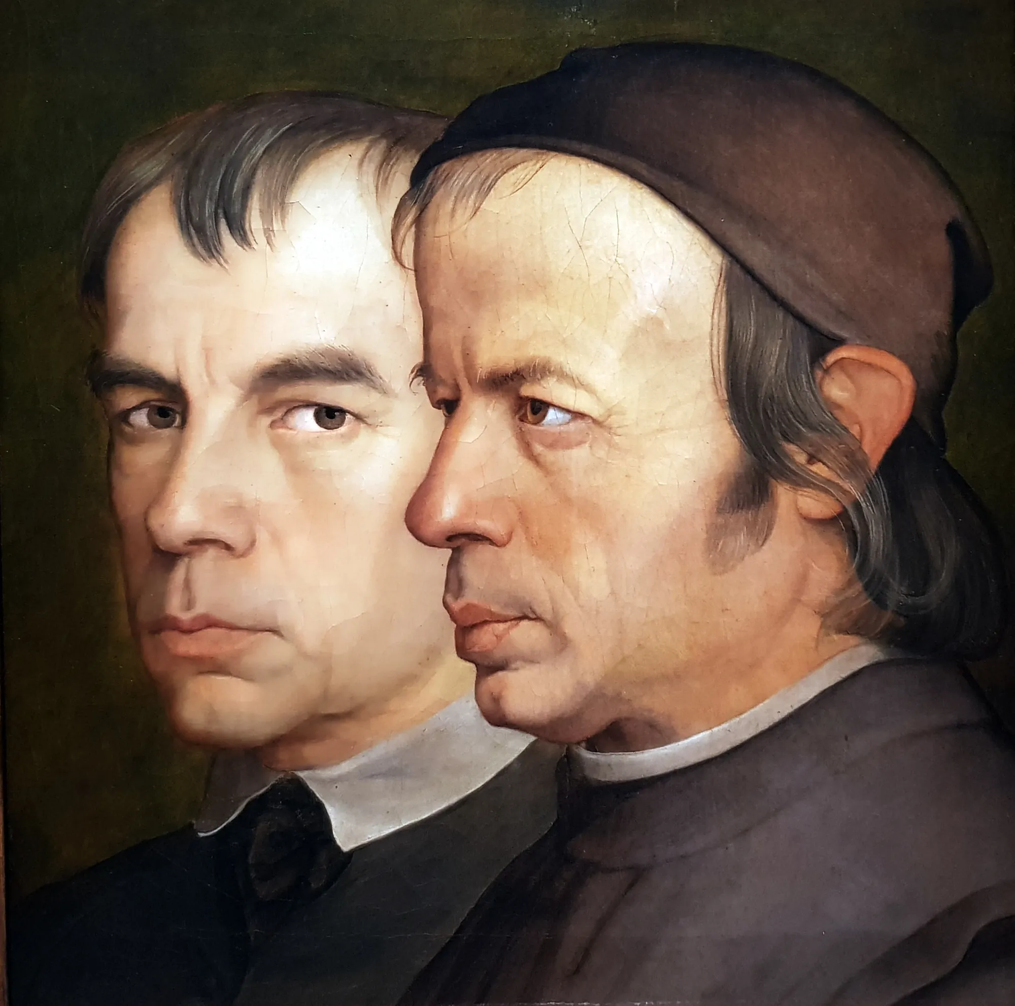 The Eberhard Brothers The Eberhard Brothers by Johann Anton Ramboux. A double portrait featuring two men in dark attire, one facing forward with a steady gaze and the other in profile wearing a dark cap.