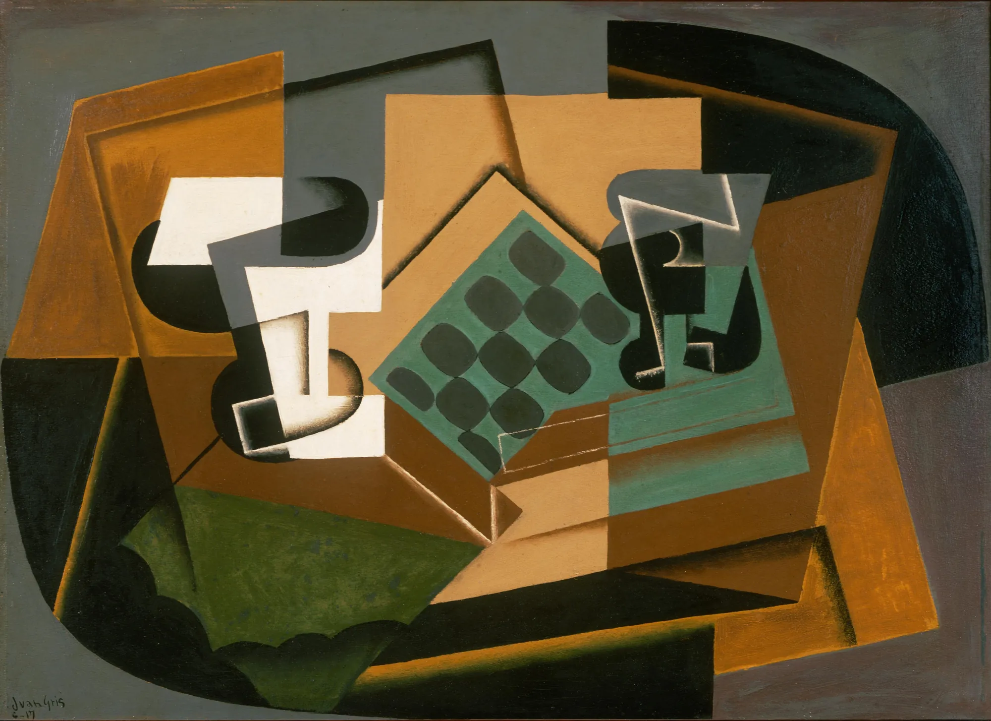 Chessboard, Glass, and Dish