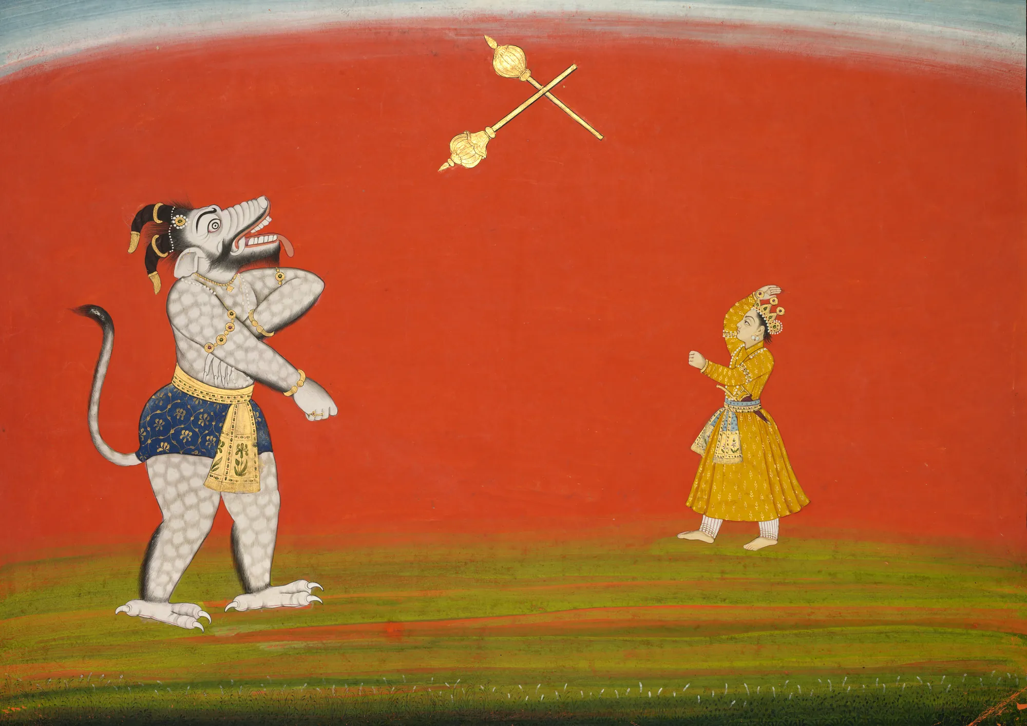 Pradyumna and Samvara Fighting with Maces