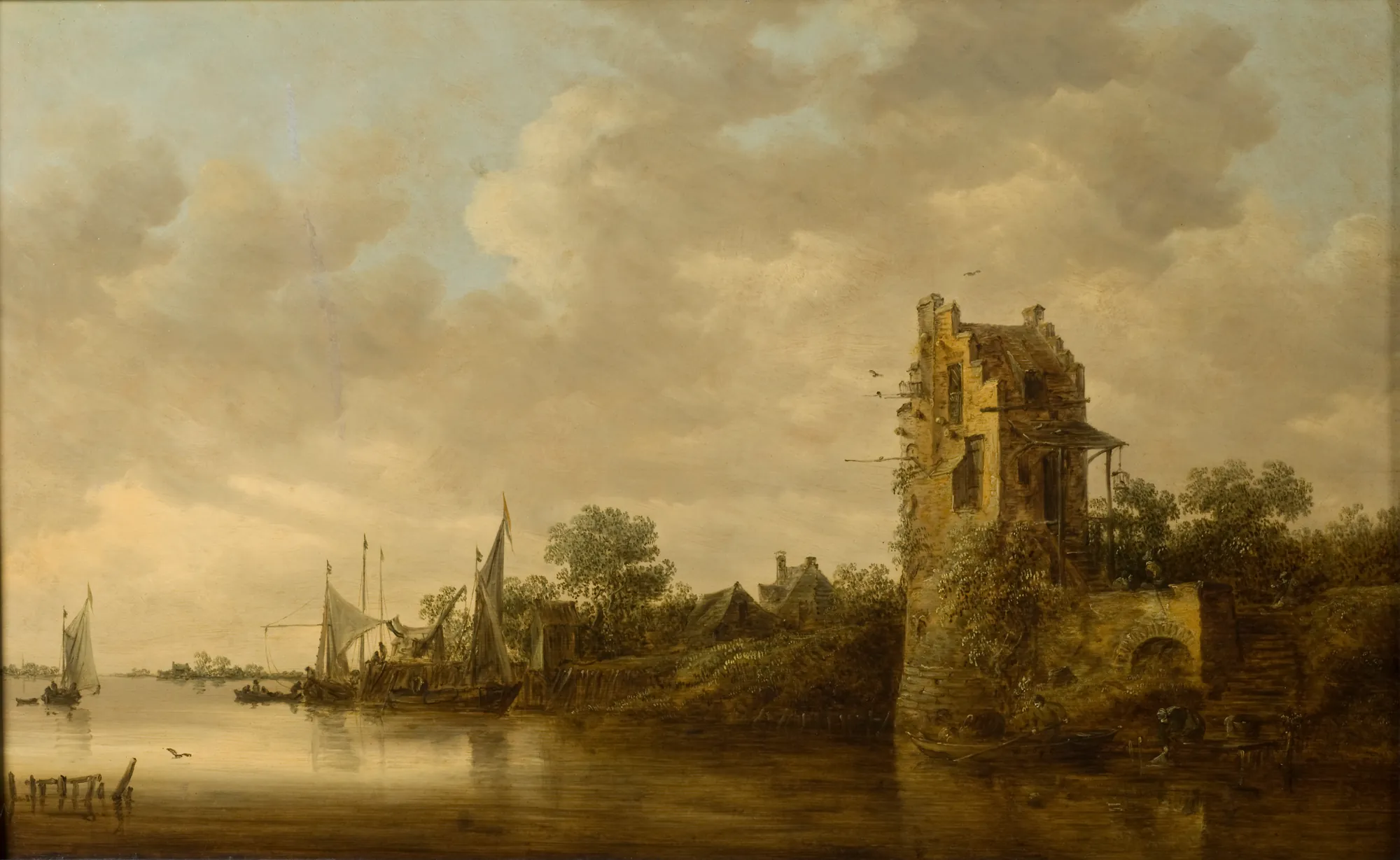 Riverside with an Old Tower