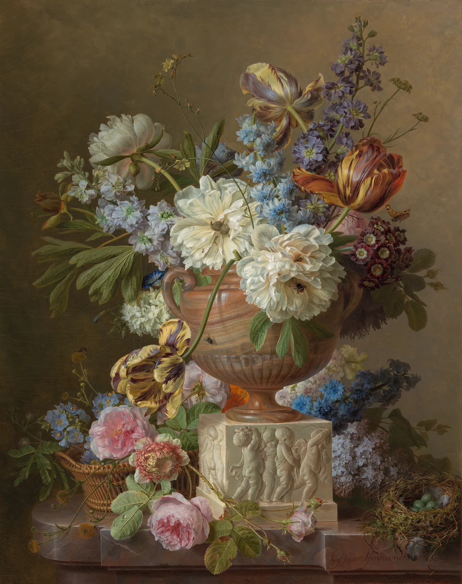 Flower Still-life with an Alabaster Vase