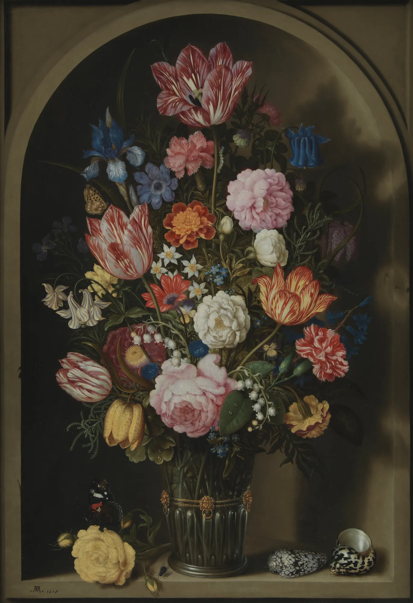 Bouquet of Flowers in a Stone Niche