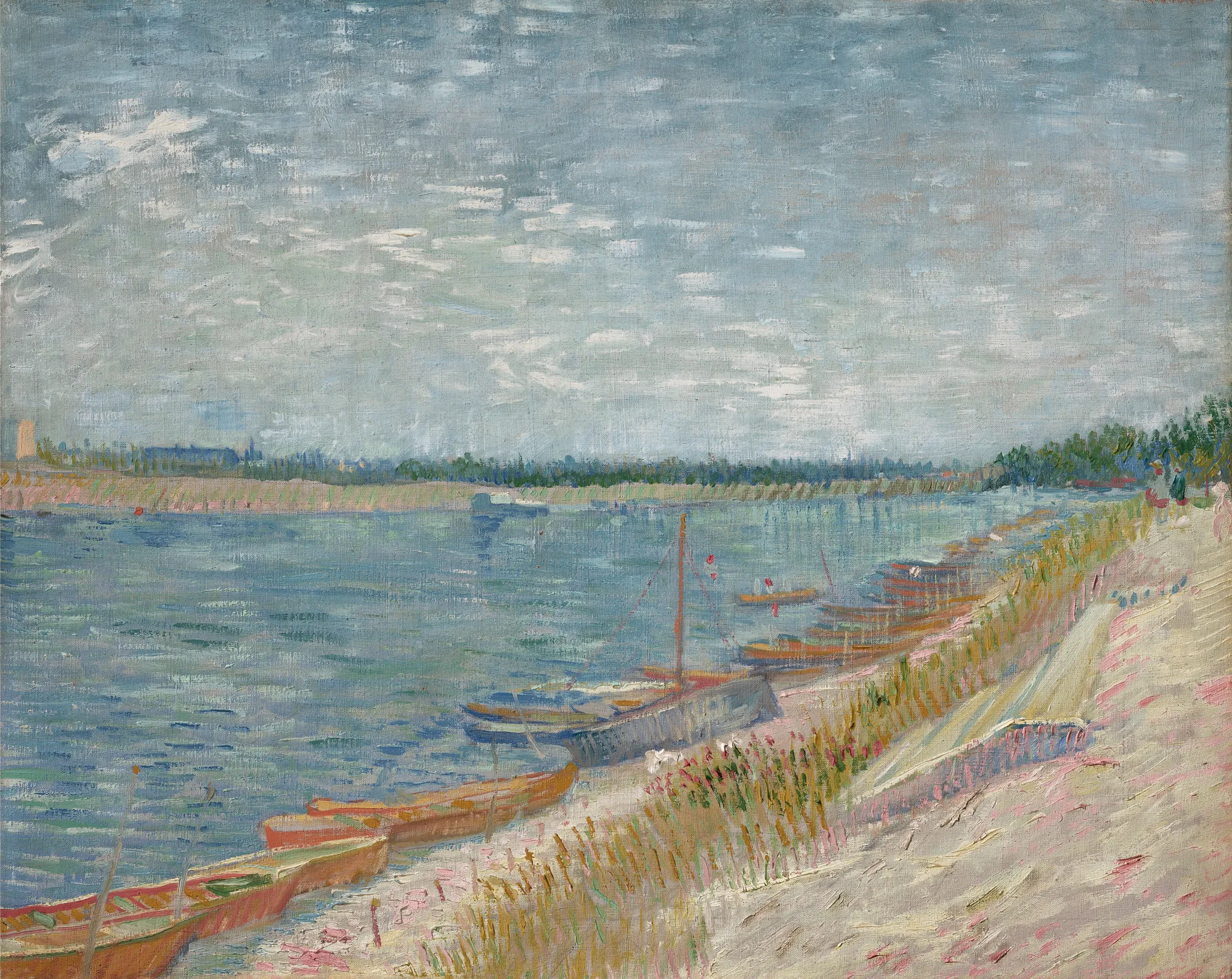View of a River with Rowing Boats