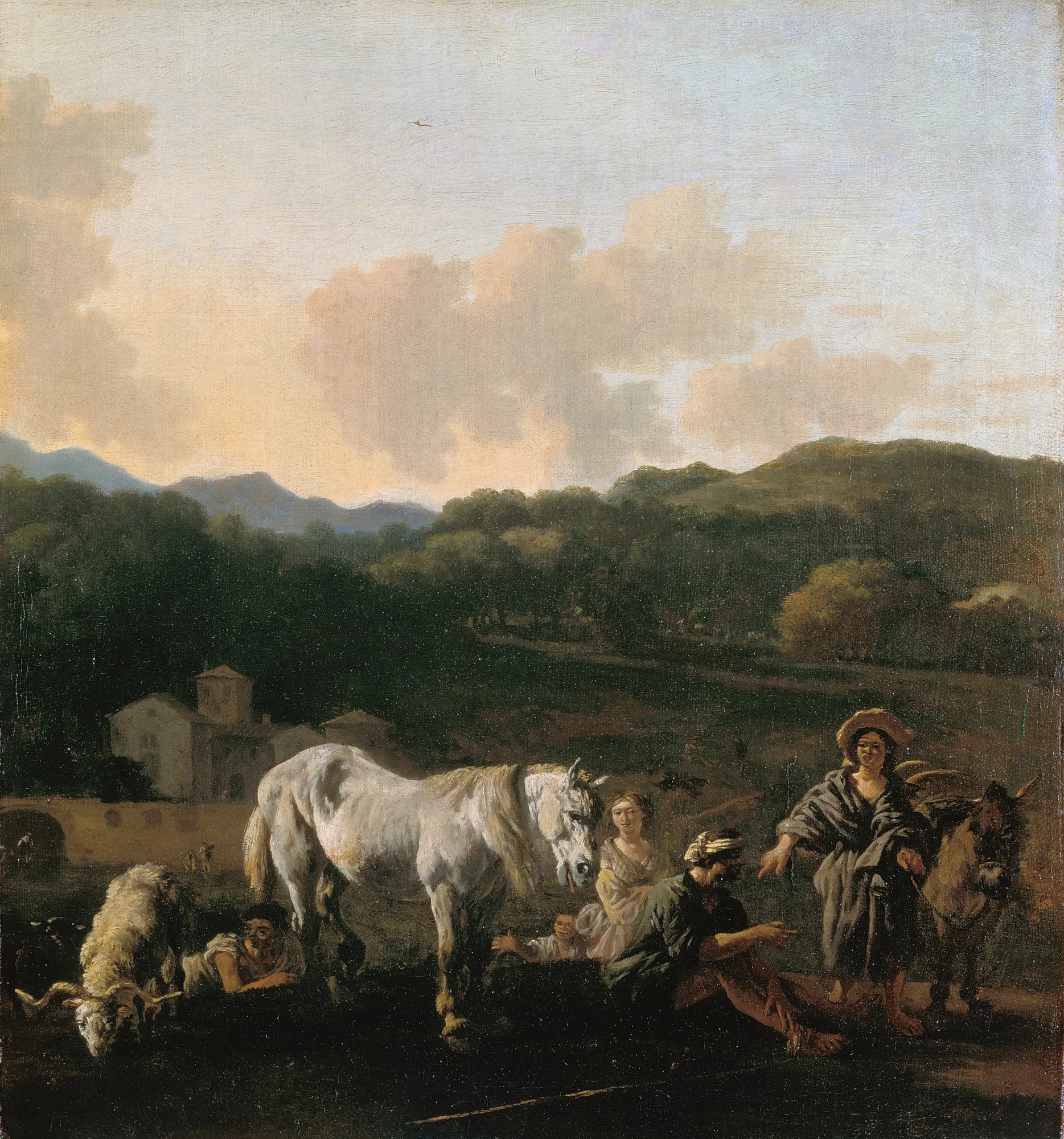 Peasants and a White Horse