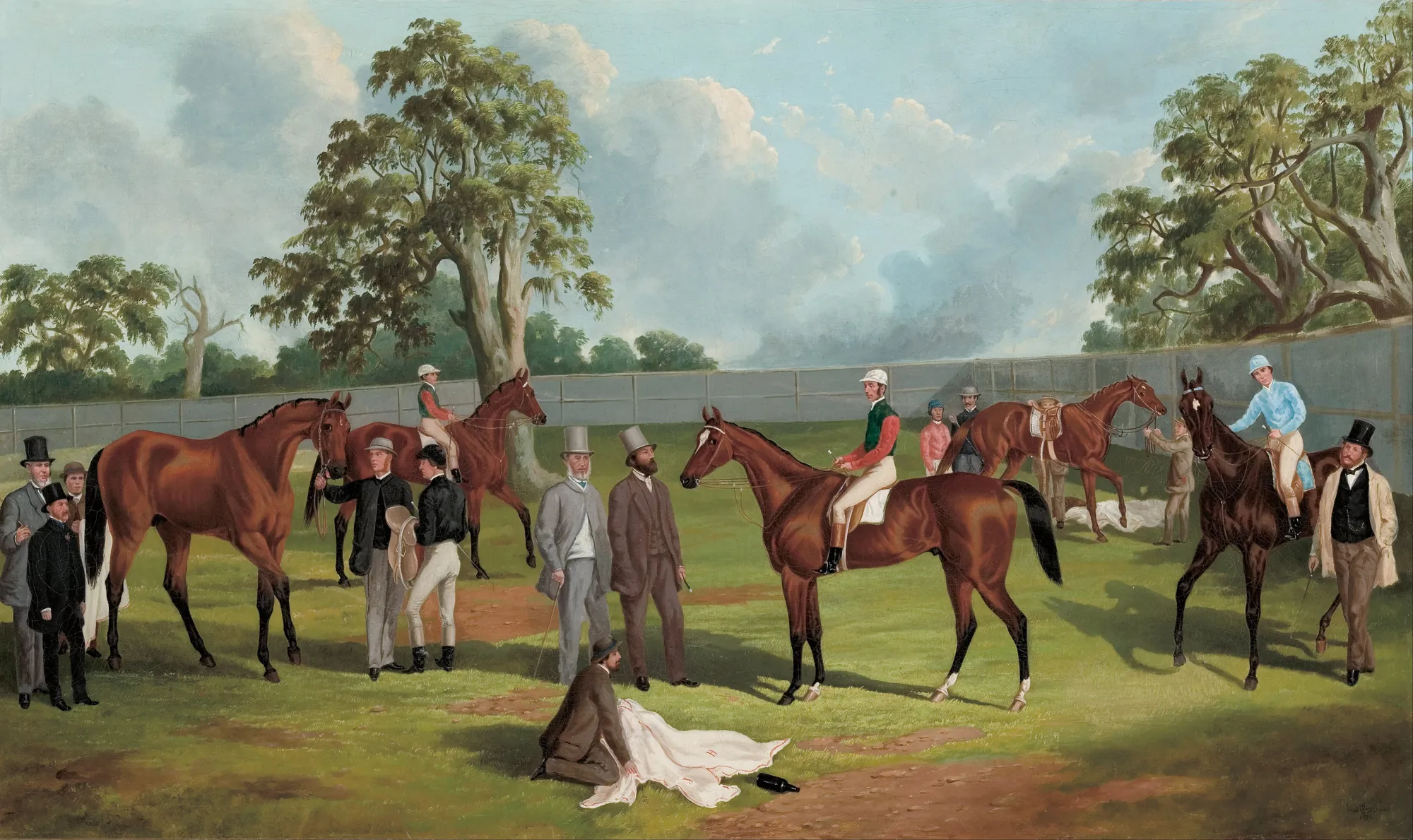 Group in the Dowling Forest Racecourse Enclosure, Ballarat