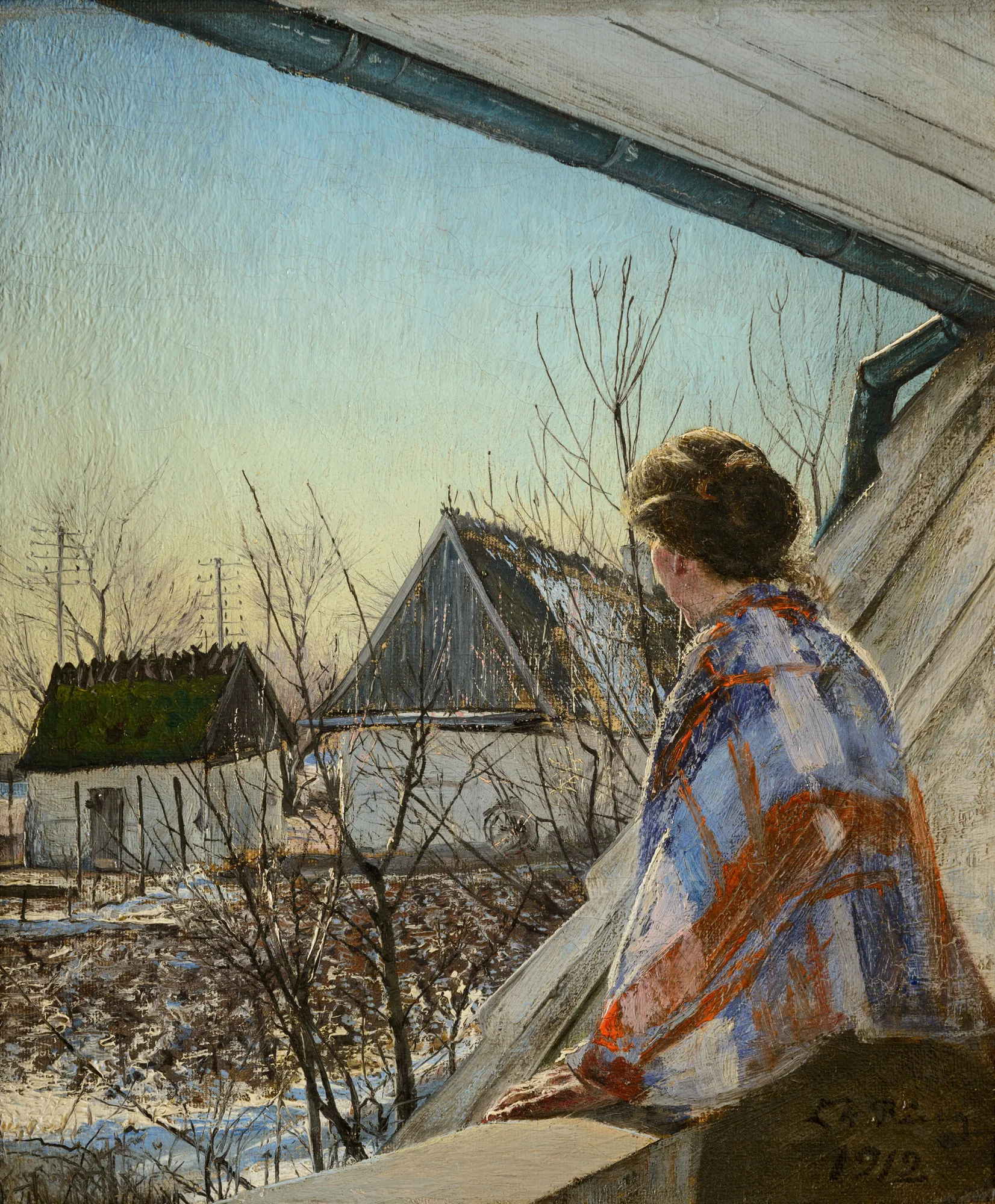 Fru Sigrid Ring Sitting on a Stone Balustrade