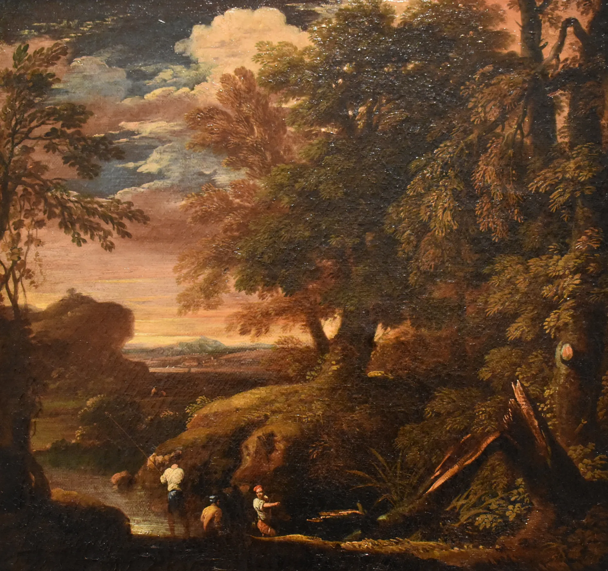 Paysage d'Italie au Soleil Couchant avec des Pêcheurs
