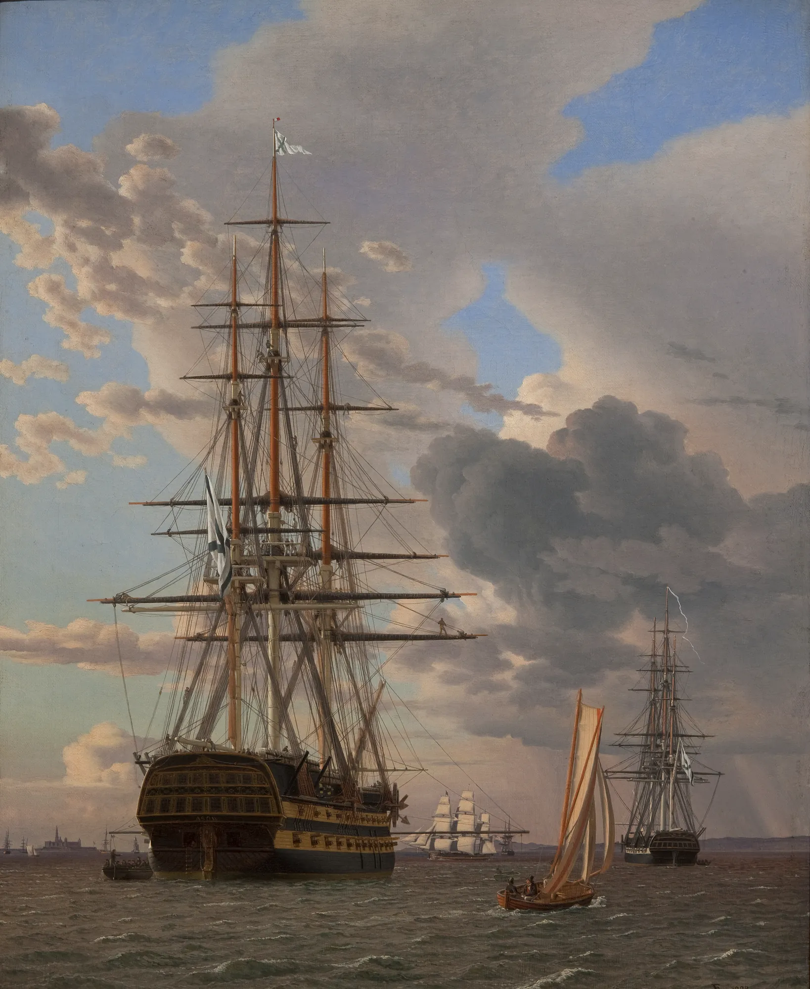 The Russian Ship of the Line Asow at Anchor near Elsinore