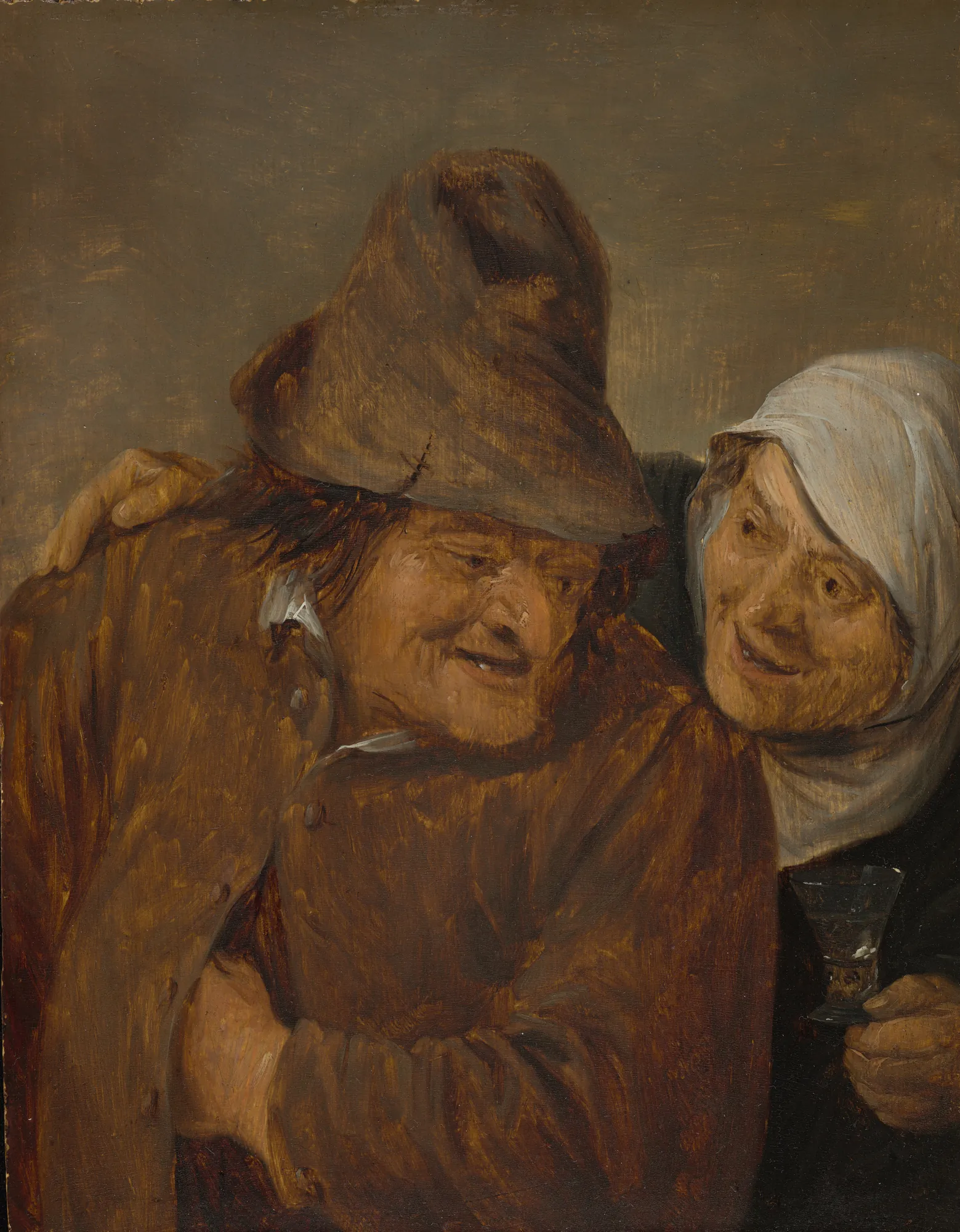 Two Peasants with a Glass of Wine