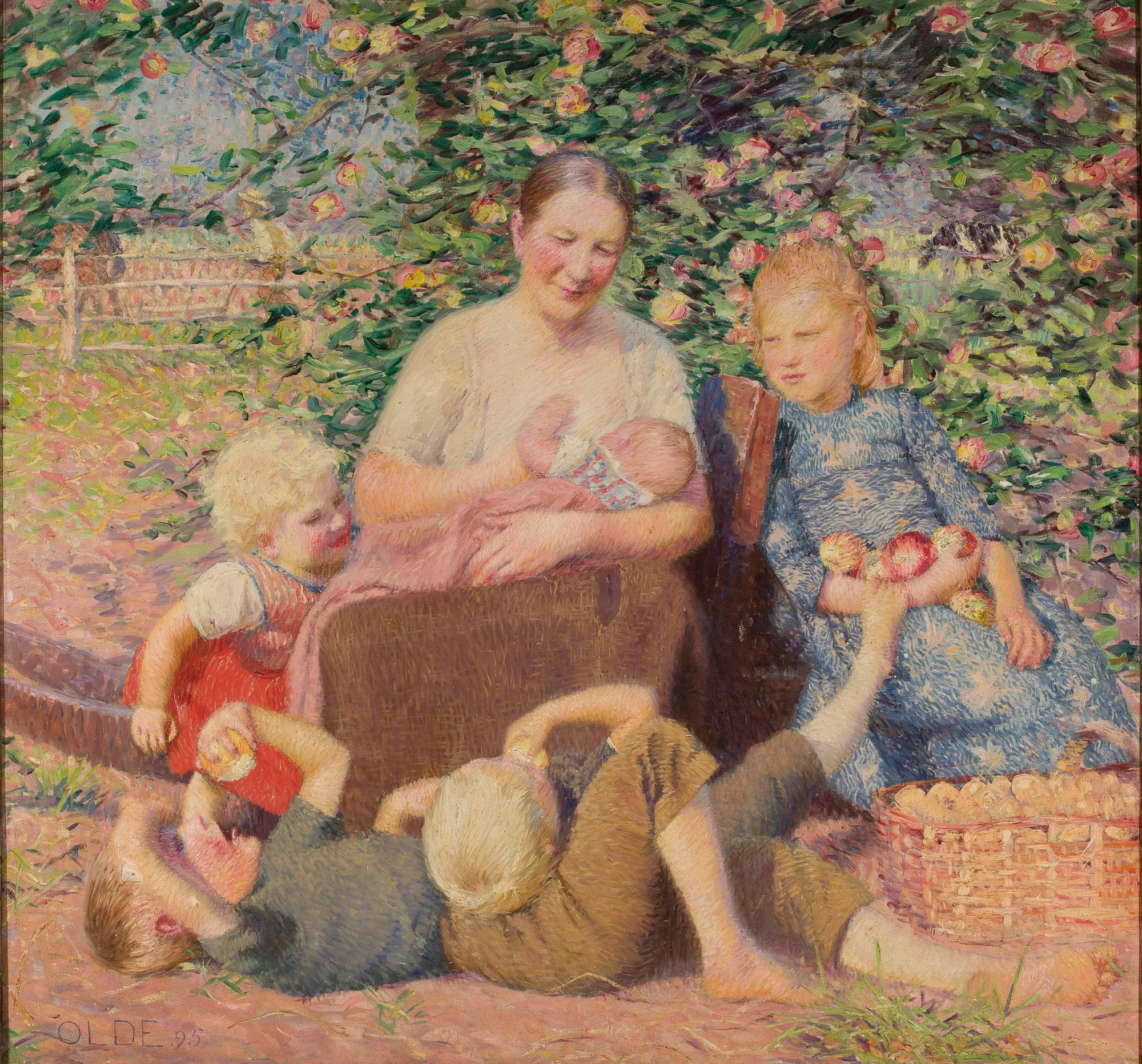 Woman with Children Under the Apple Tree (Motherhood)