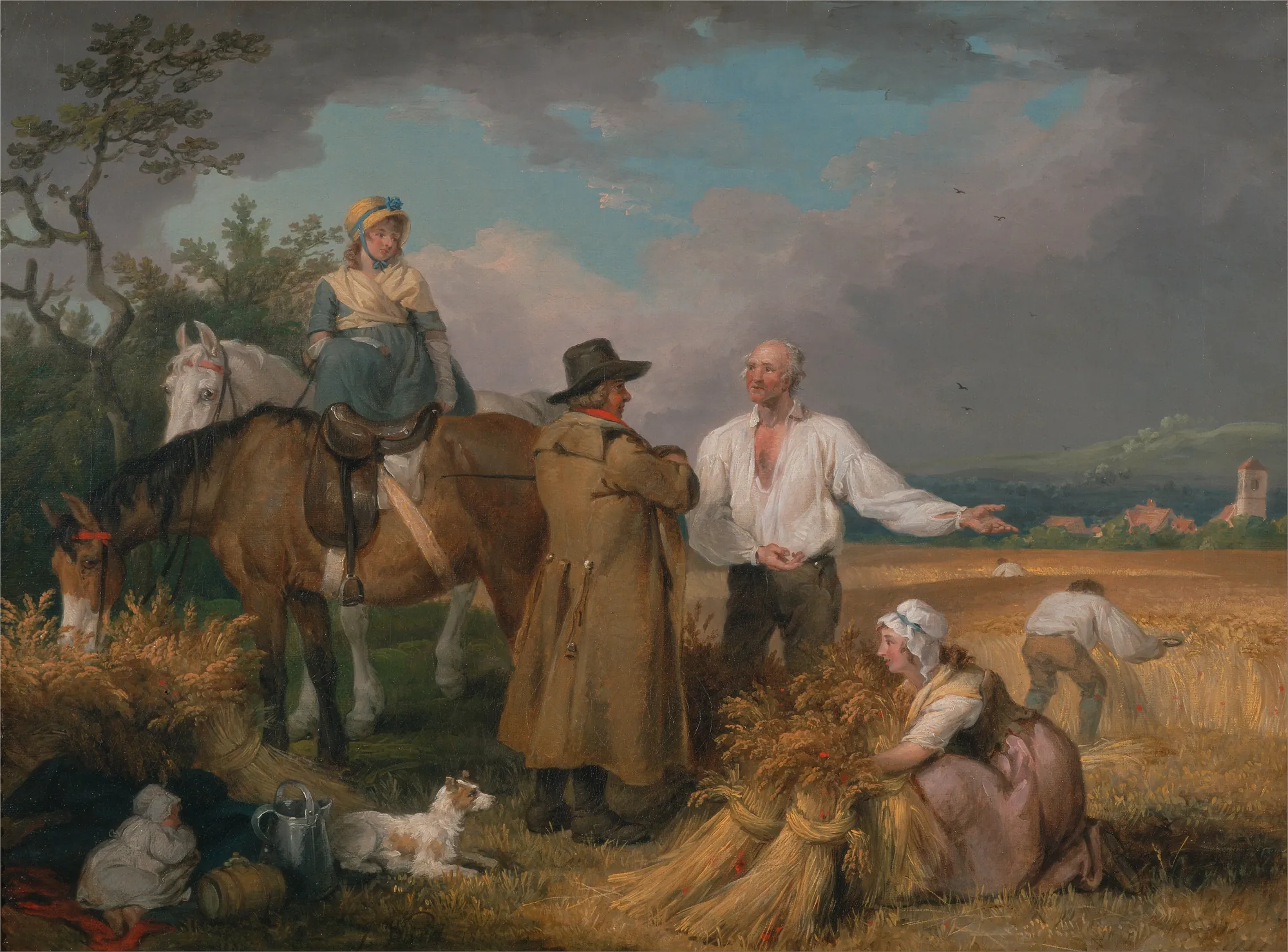 The Reapers The Reapers by James Ward. A group of rural workers, including men, women, and children, gather in a wheat field with horses and a dog under a cloudy sky.