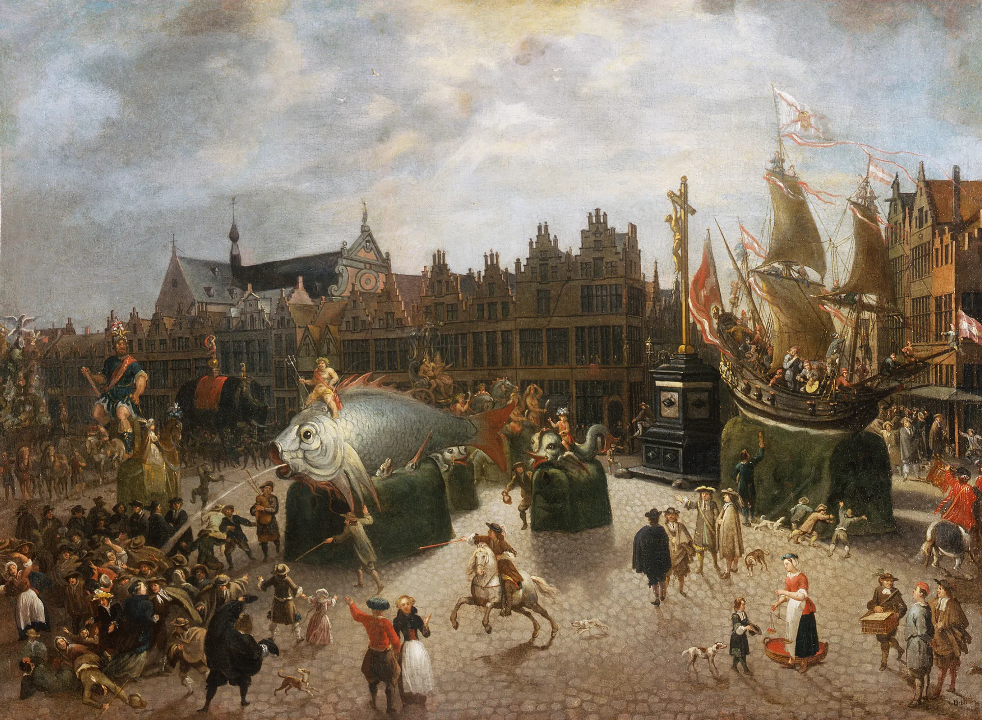 Carnival Floats on the Meir Square in Antwerp