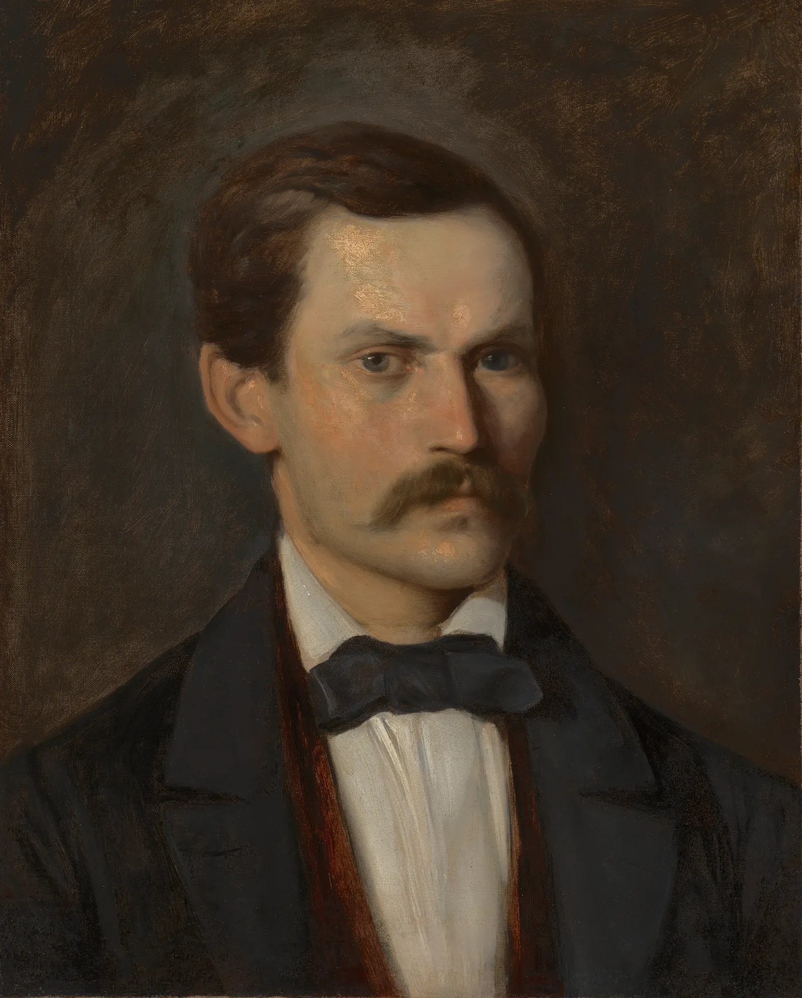 Portrait of Andrzej Dziubandowski Portrait of Andrzej Dziubandowski by Aleksander Kotsis. A 19th-century oil portrait of a man with a mustache wearing a dark coat and bow tie against a dark, atmospheric background.