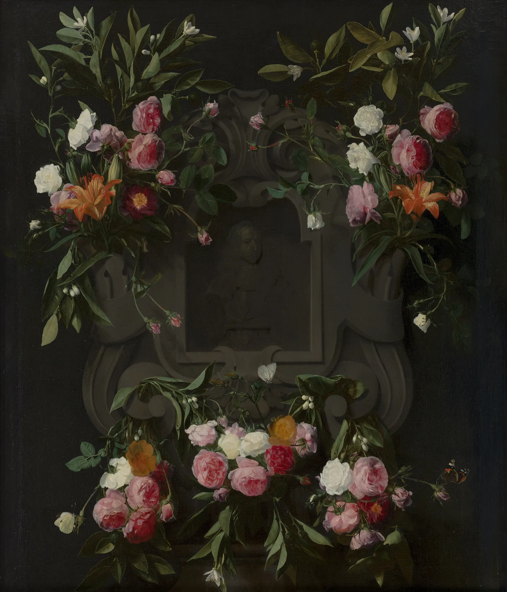 Portrait of William III Surrounded by a Garland of Flowers