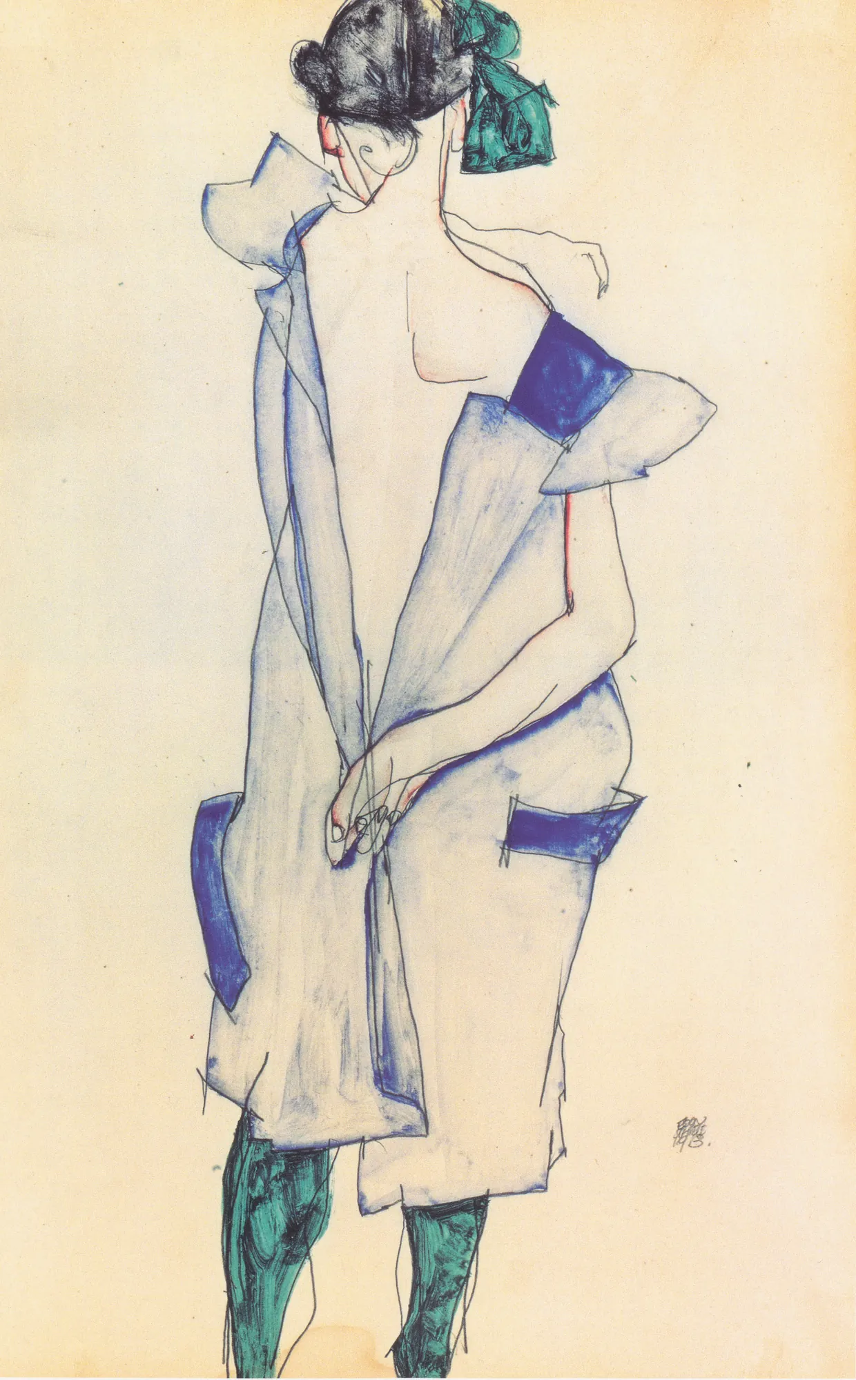 Back View of a Girl in a Blue Skirt (Rückenansicht eines Mädchens im blauen Rock)