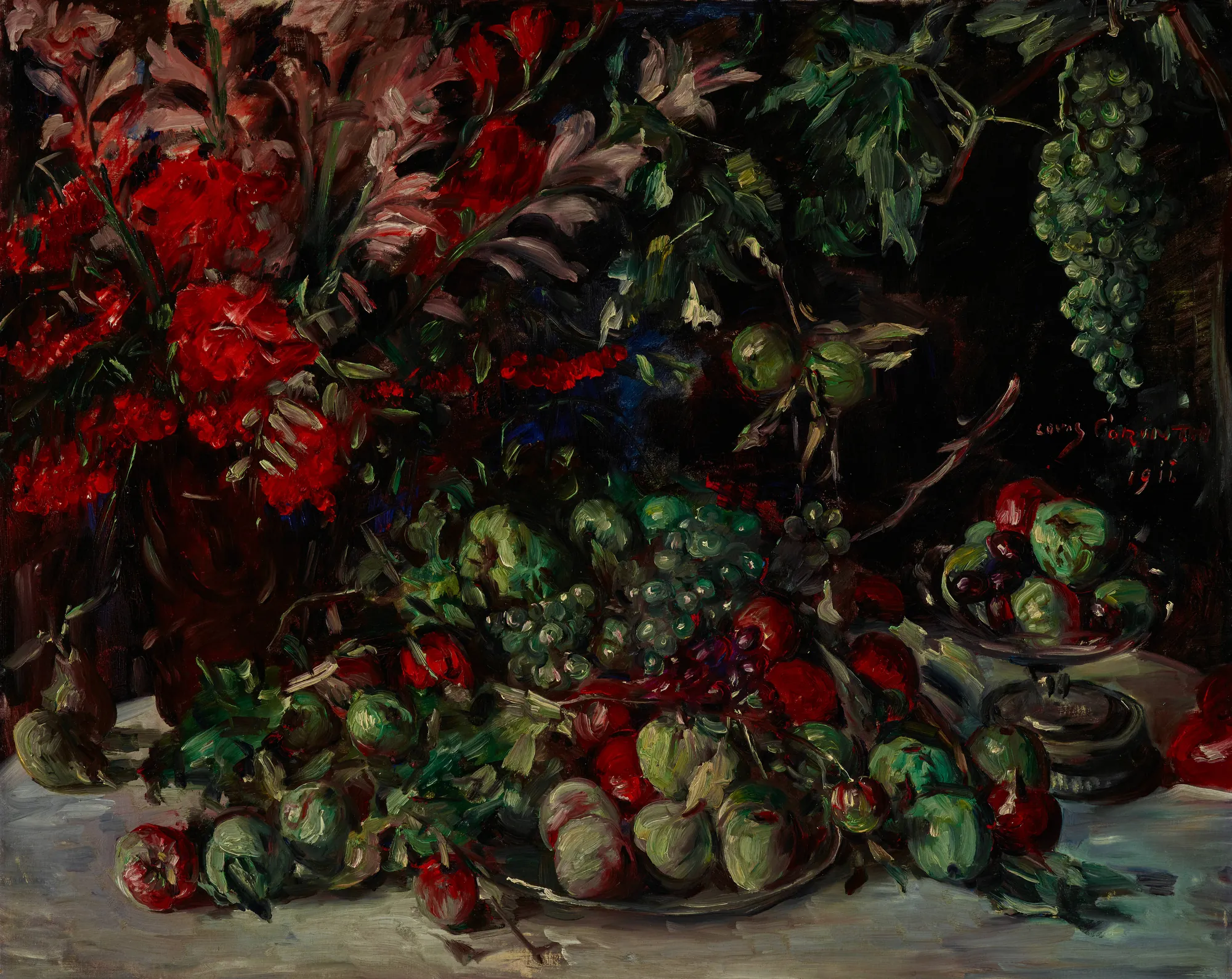 Still Life with Fruits and Gladioli (Grünes Stilleben mit Früchten und Gladiolen)