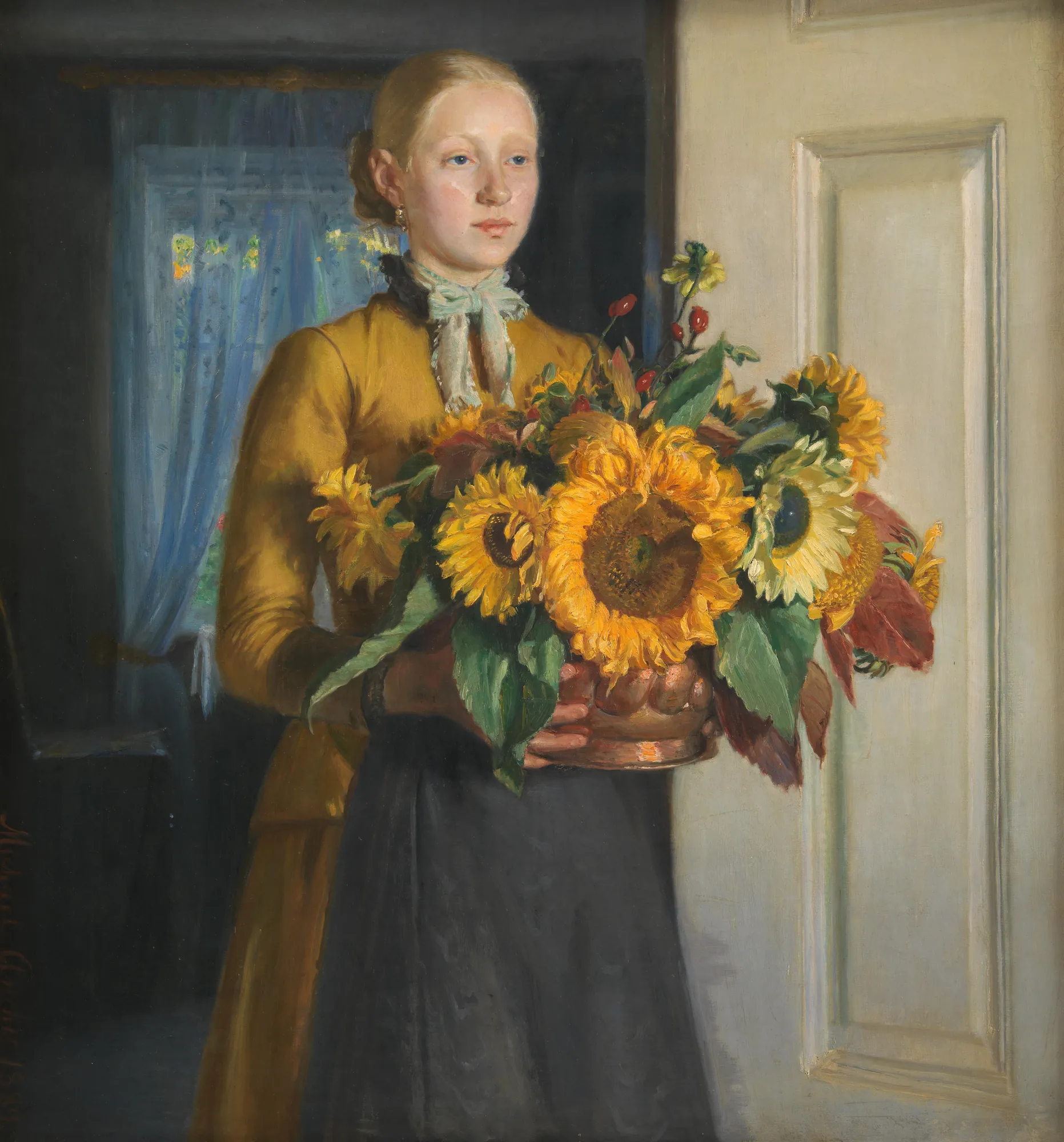 A Girl with Sunflowers