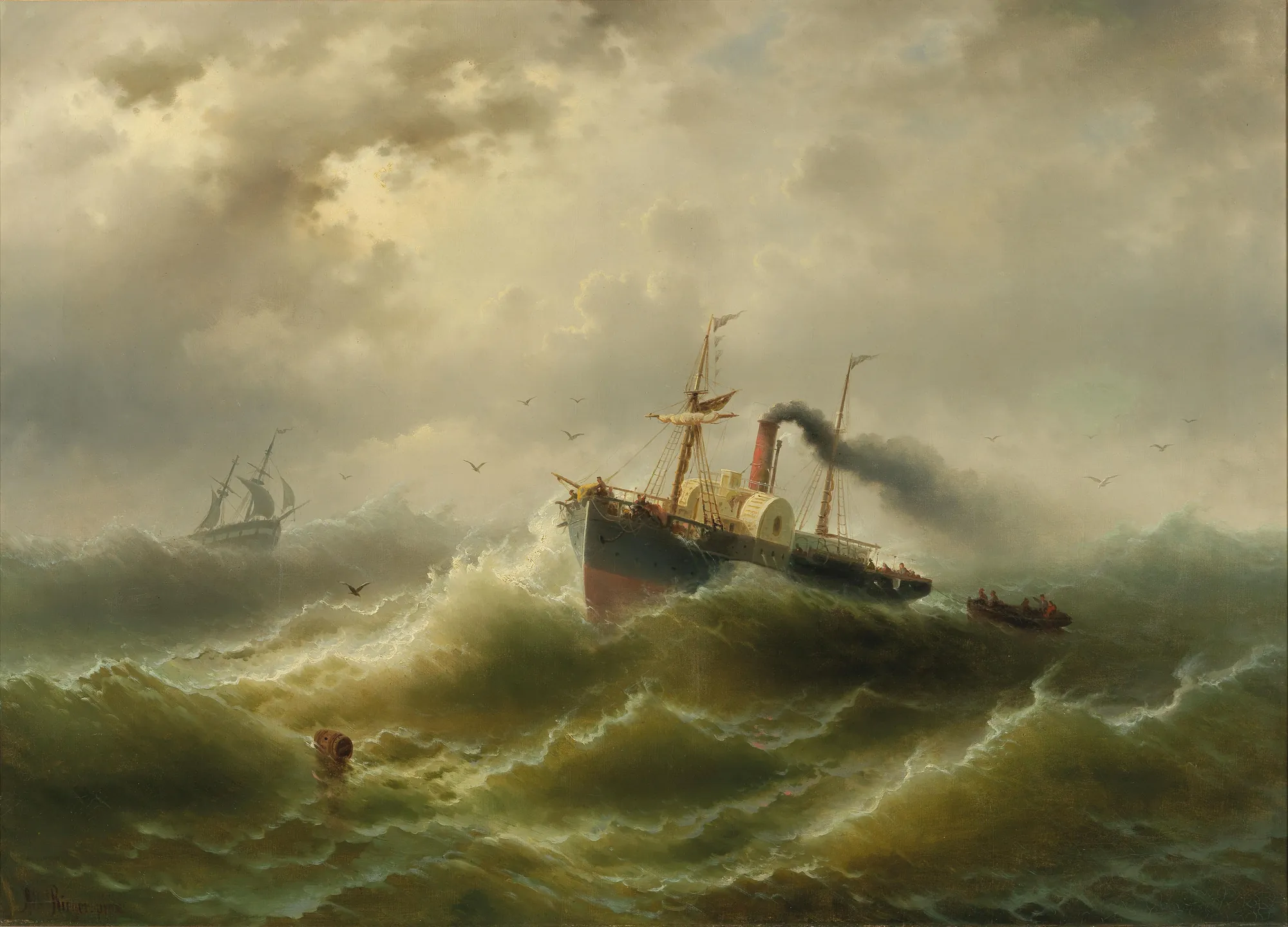 Steamboat in a Storm on the North Sea
