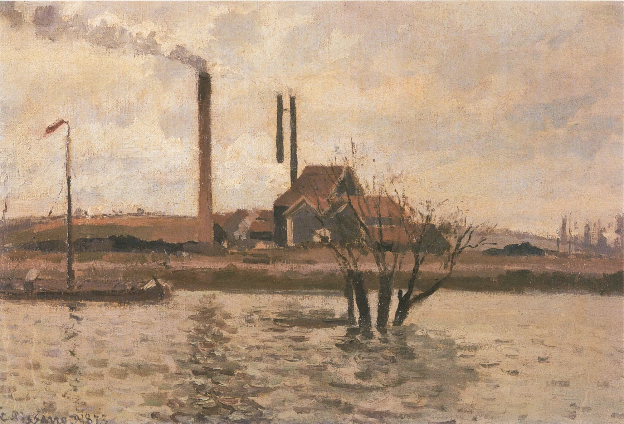 Factory at St. Ouen-l'Aumône, the Flood of the Oise