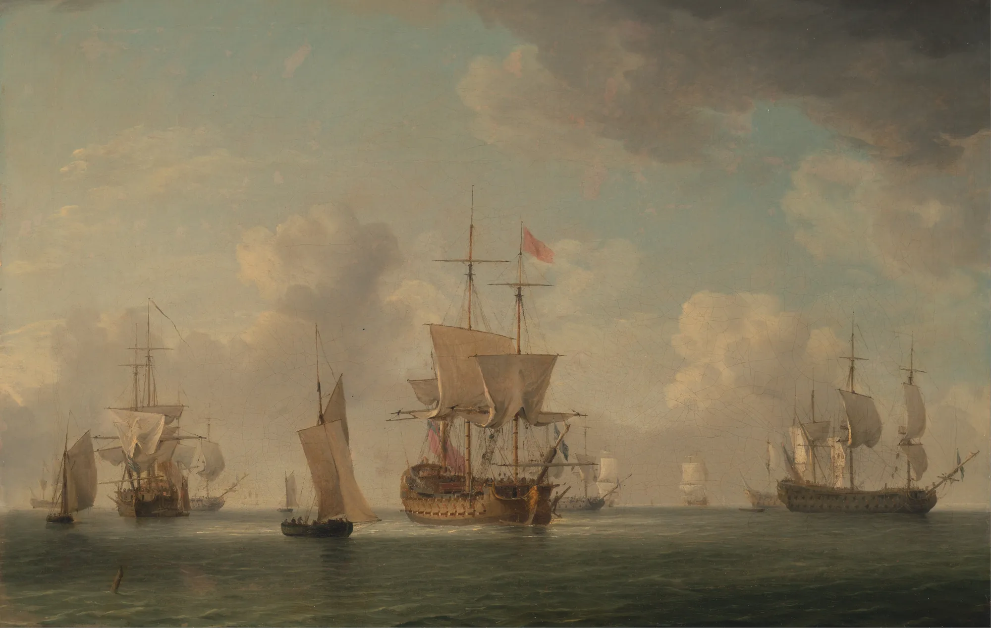 English Ships Under Sail in a Very Light Breeze