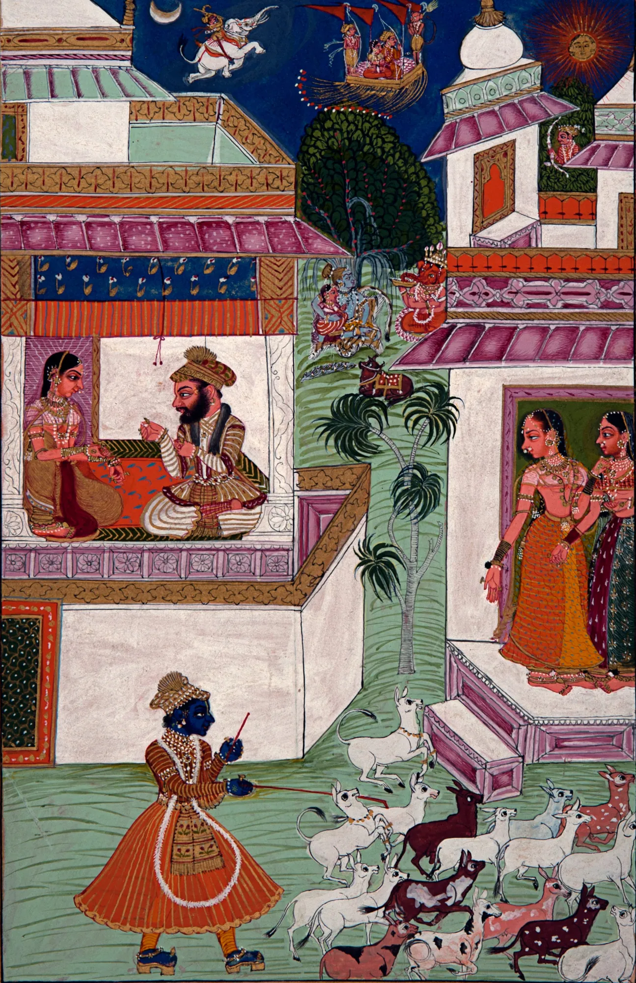Cowherd Krishna and Surprised Radha