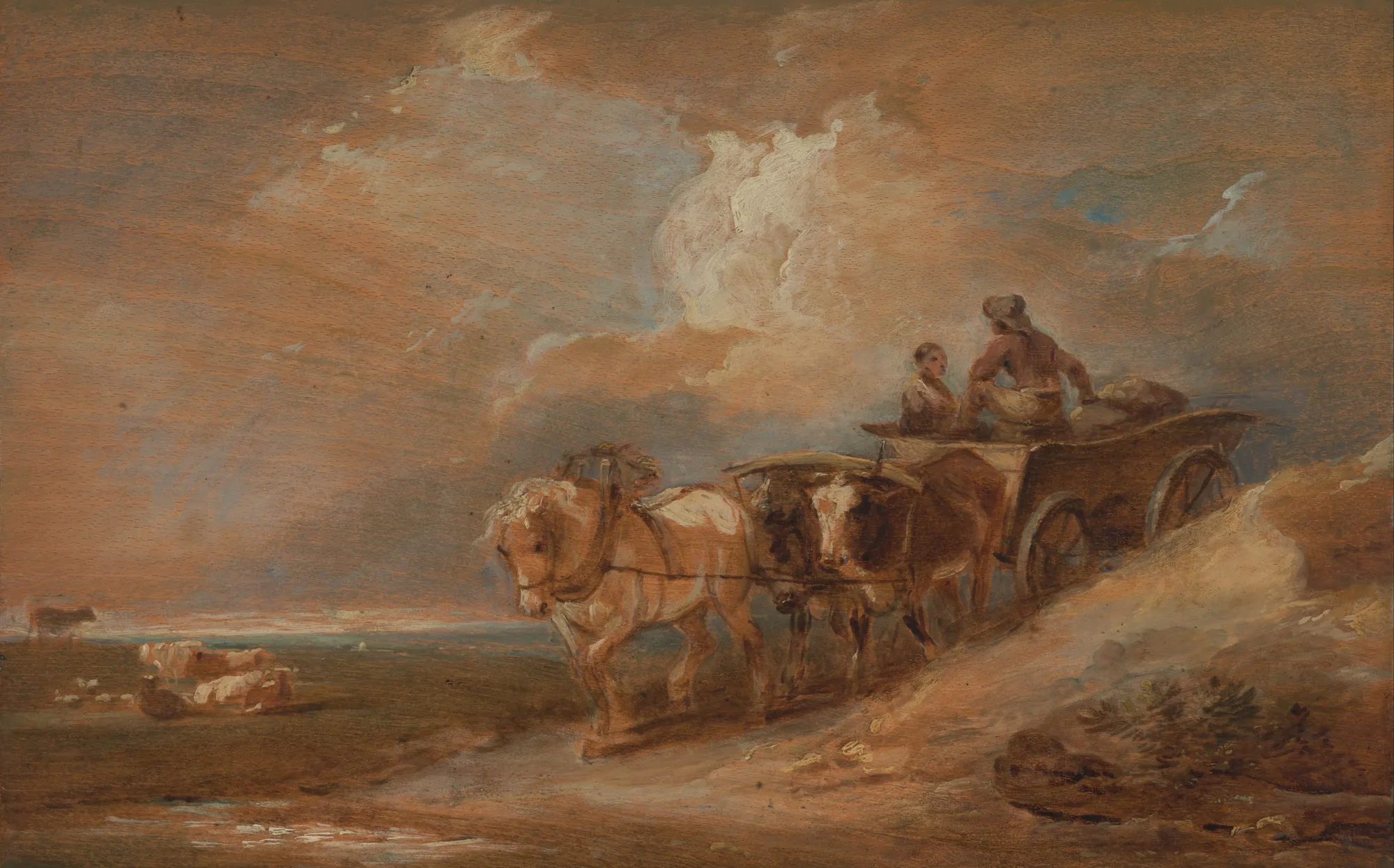 Landscape with Horse and Oxen Cart