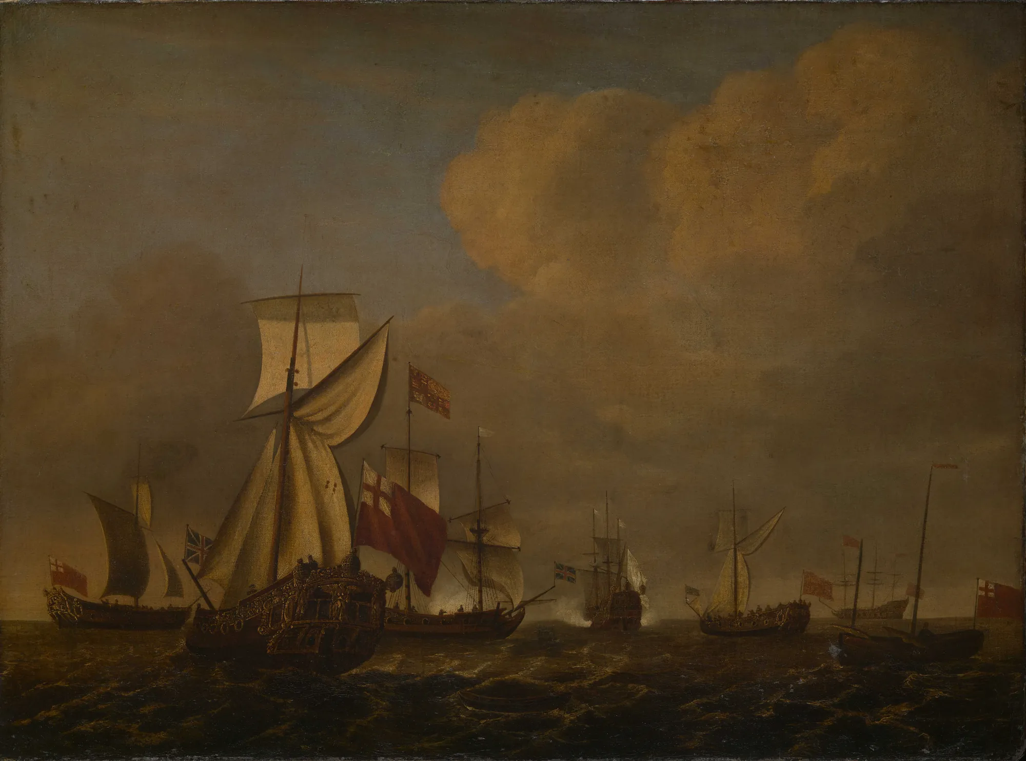 English Royal Yachts with a French Ship Saluting