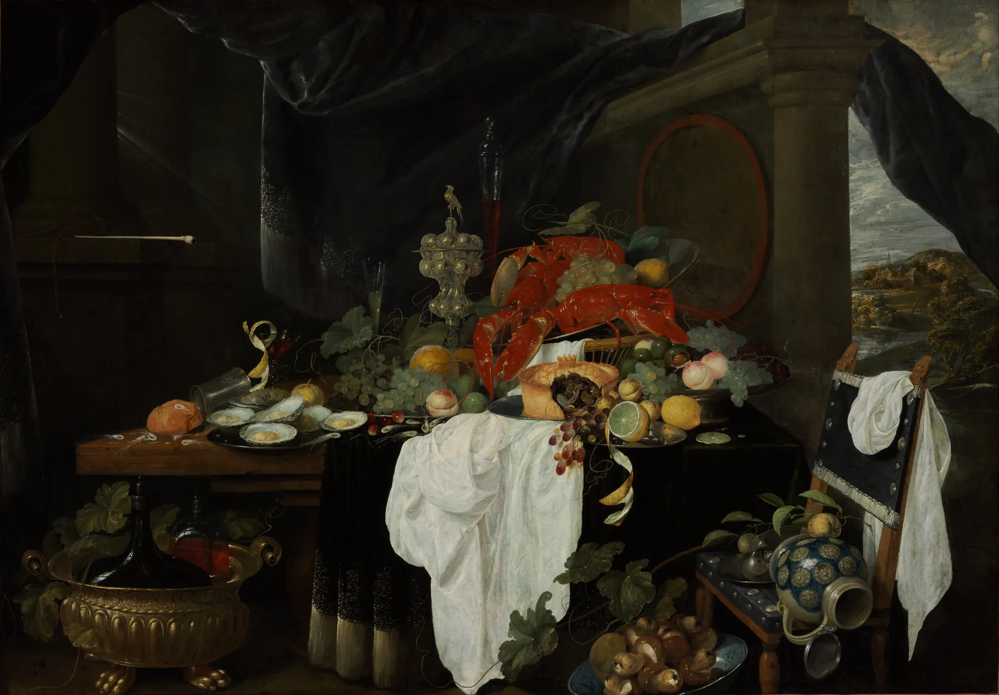 A Pronk Still Life with Fruit, Oysters, and Lobsters