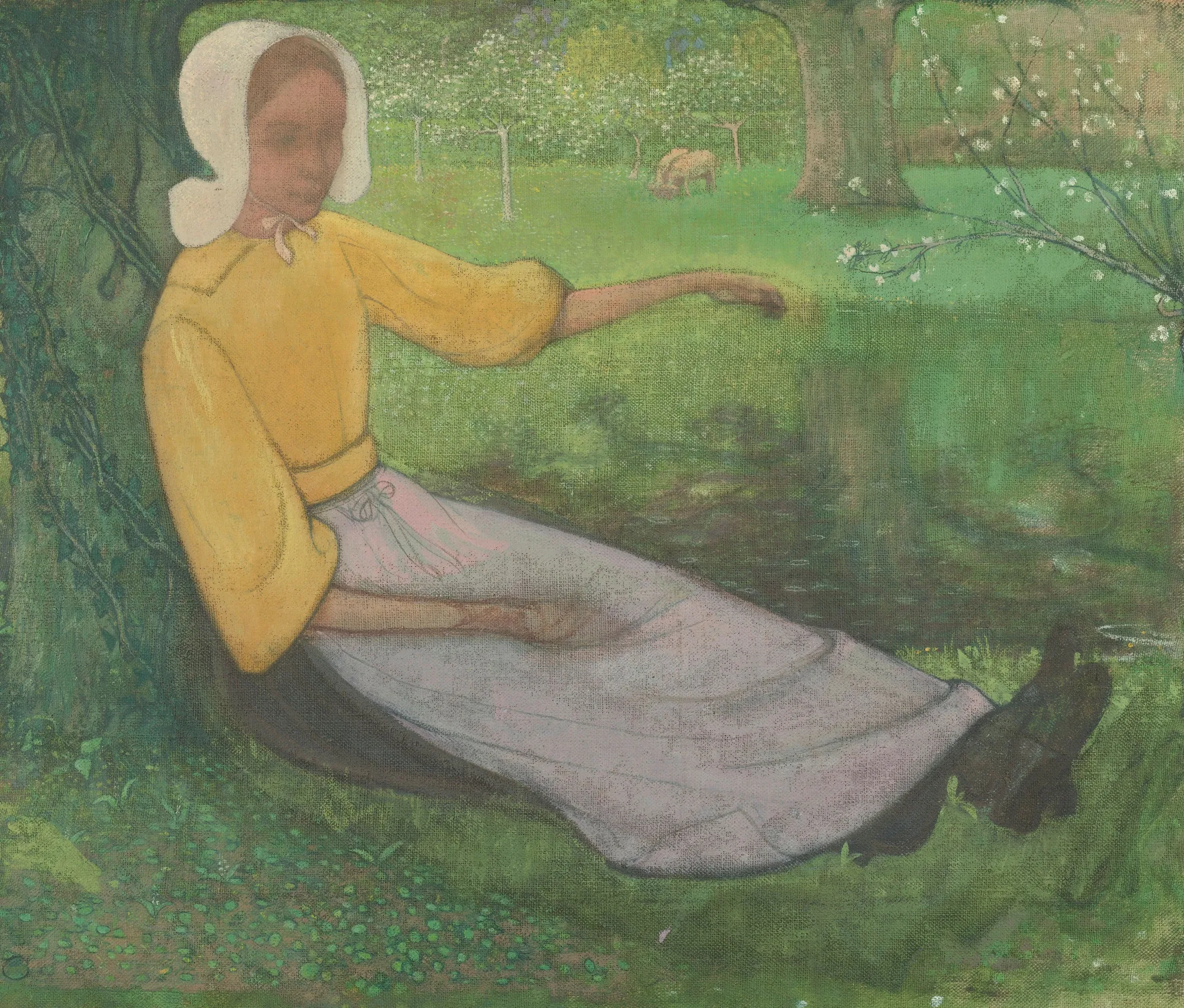 Woman of Huizen Sitting Under a Tree