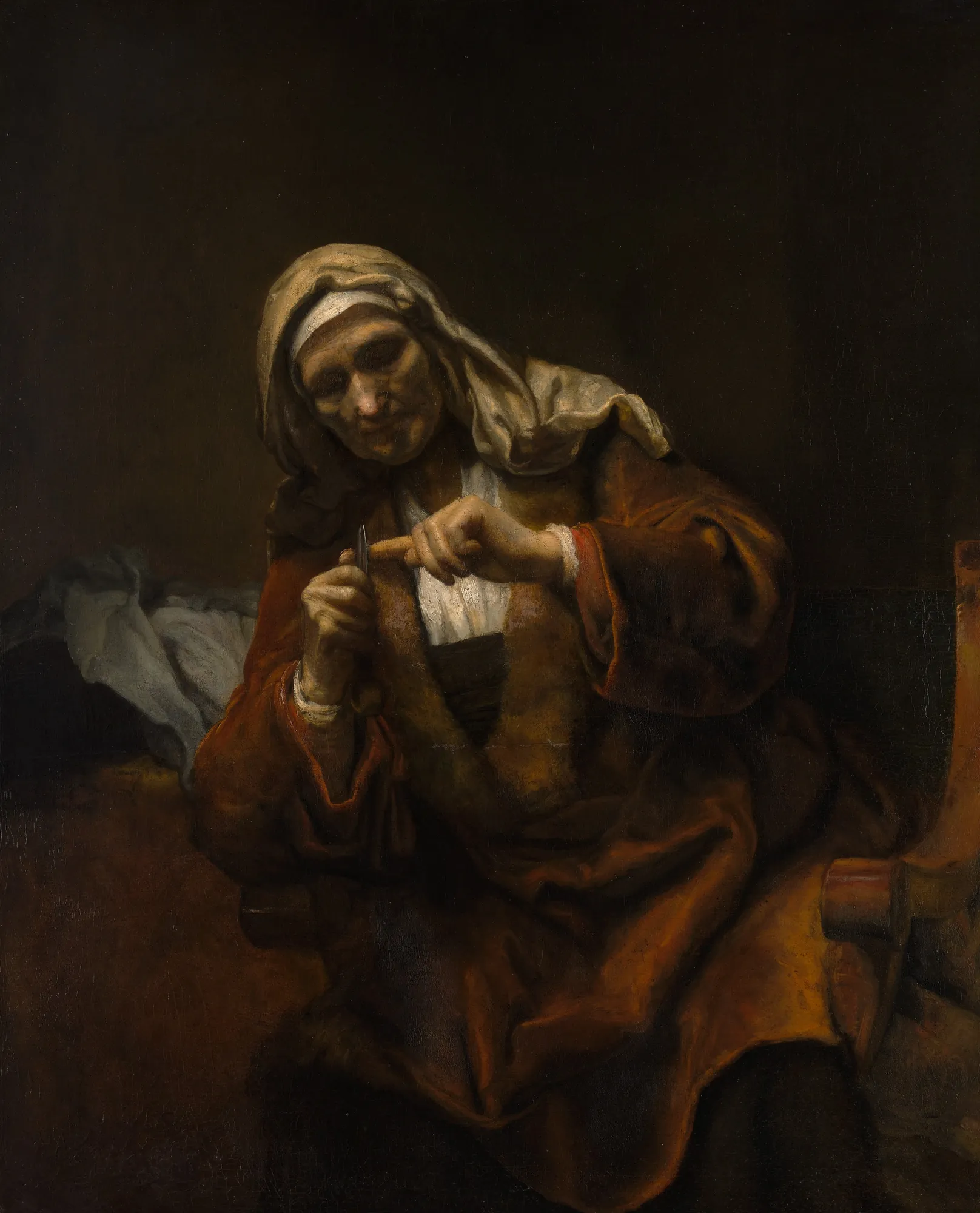 Old Woman Cutting Her Nails